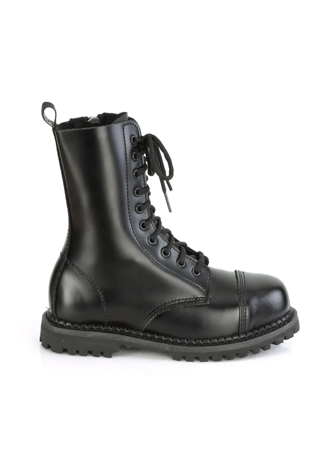 RIOT-10 Black Leather Ankle Boot