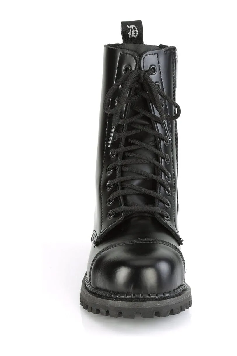 RIOT-10 Black Leather Ankle Boot