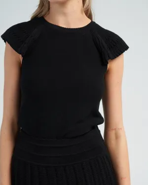 ruffled raglan - deep black