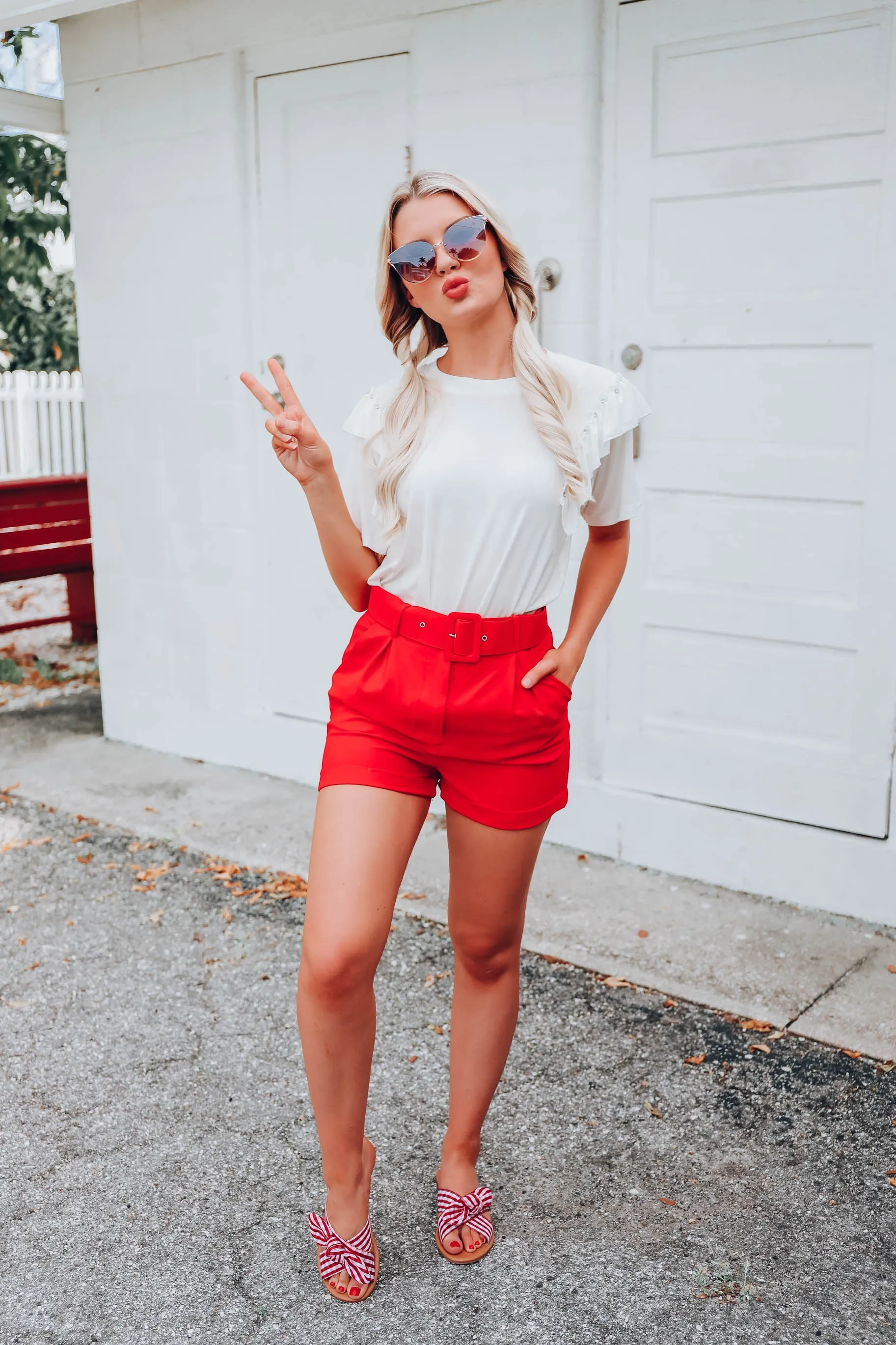 Ruffles and Rhinestones Top -  White