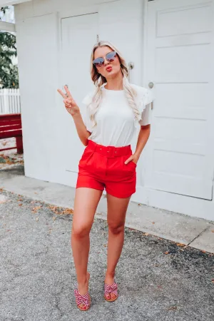 Ruffles and Rhinestones Top -  White
