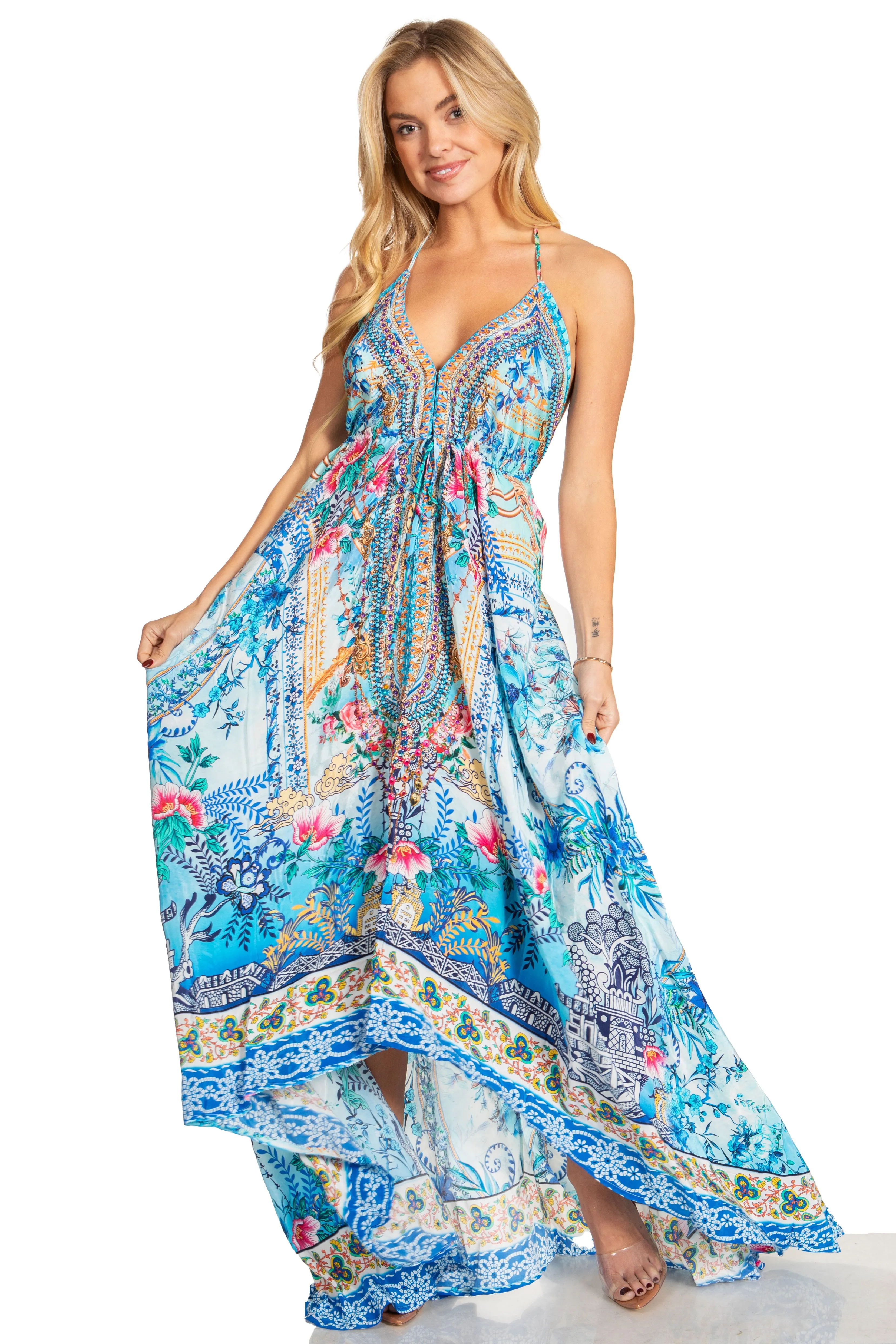 Sakkas Lizi 2025 Womens Maxi High-low Halter Handkerchief Long Dress Beach Party