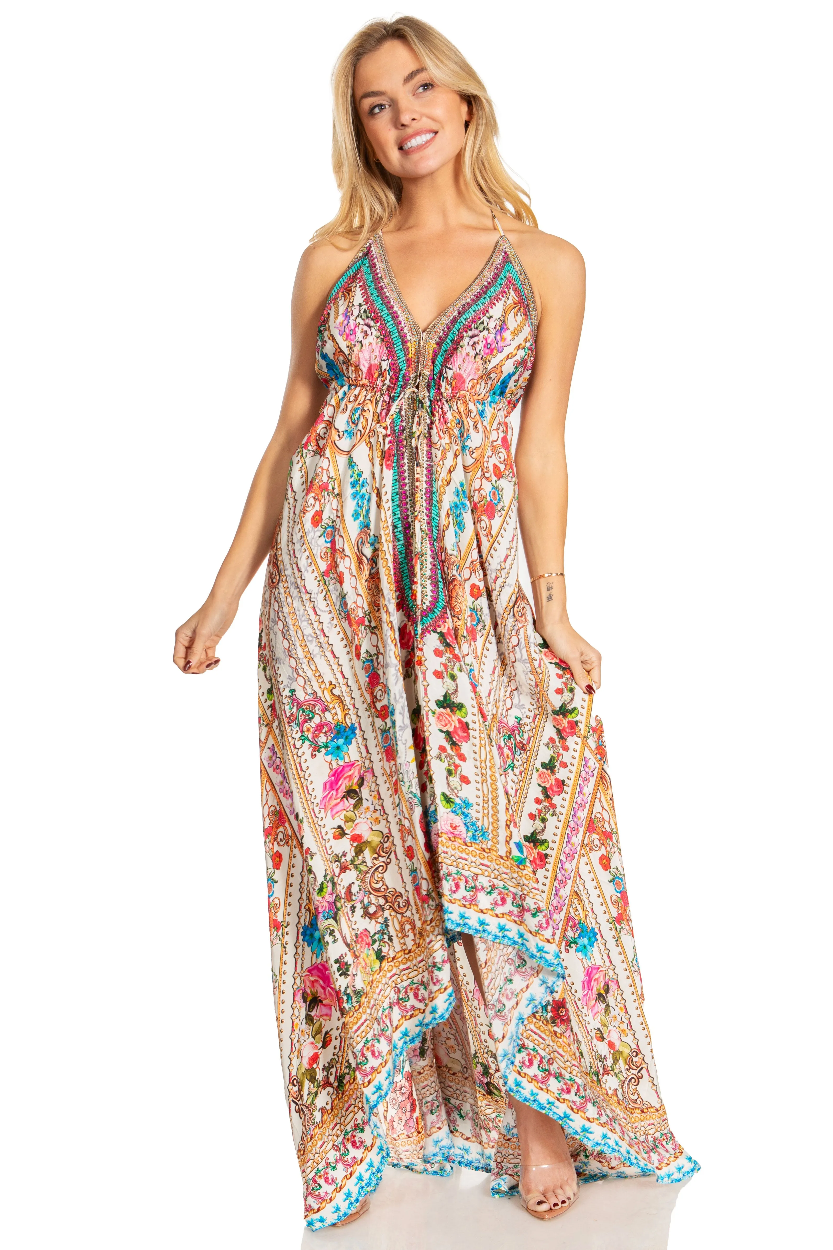 Sakkas Lizi 2025 Womens Maxi High-low Halter Handkerchief Long Dress Beach Party