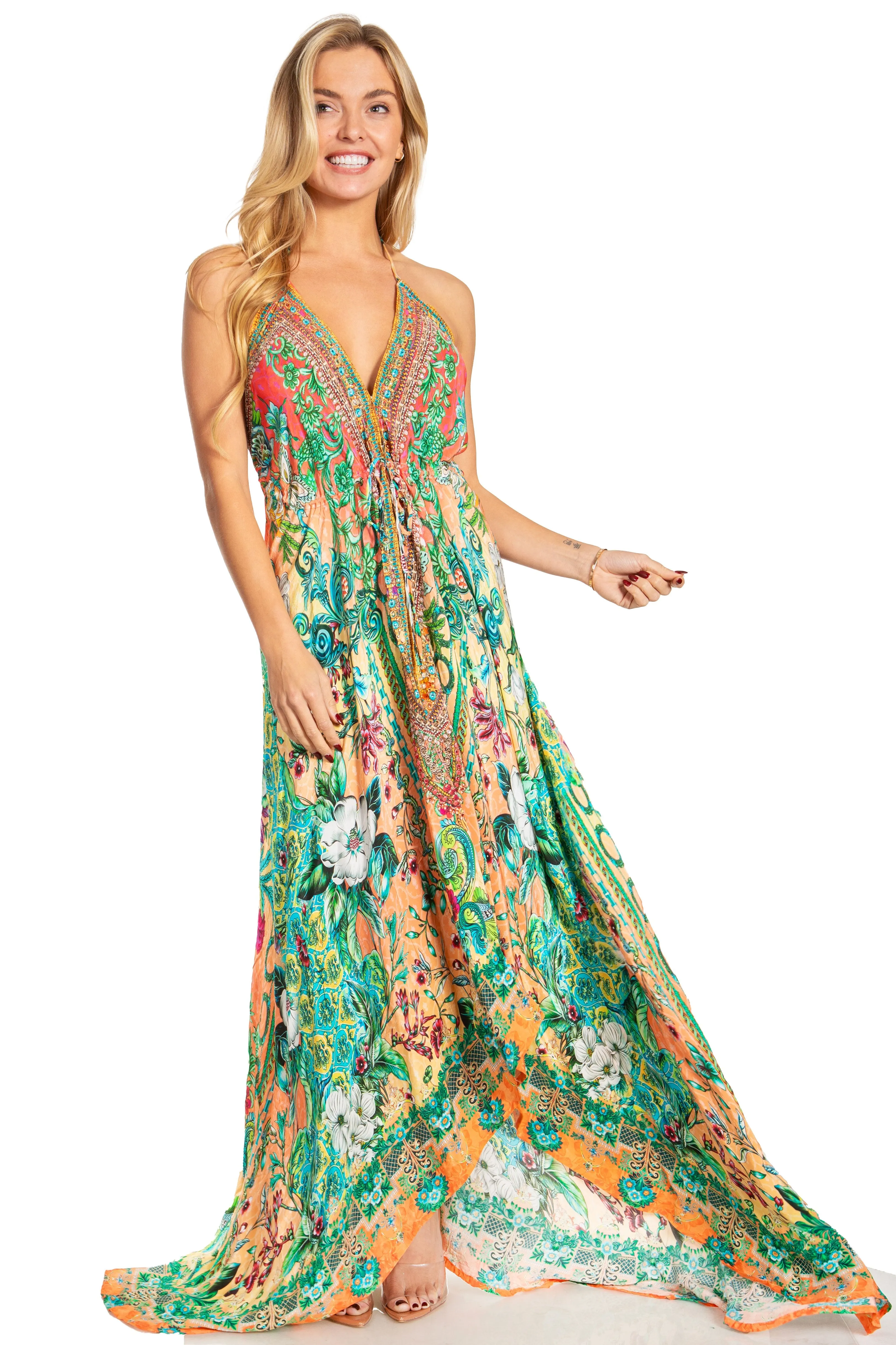 Sakkas Lizi 2025 Womens Maxi High-low Halter Handkerchief Long Dress Beach Party