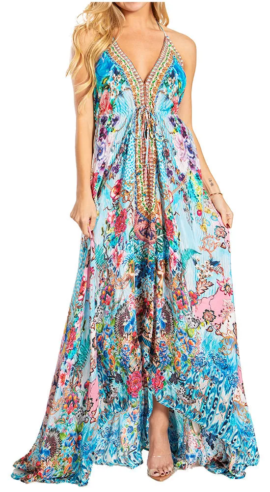 Sakkas Lizi 2025 Womens Maxi High-low Halter Handkerchief Long Dress Beach Party