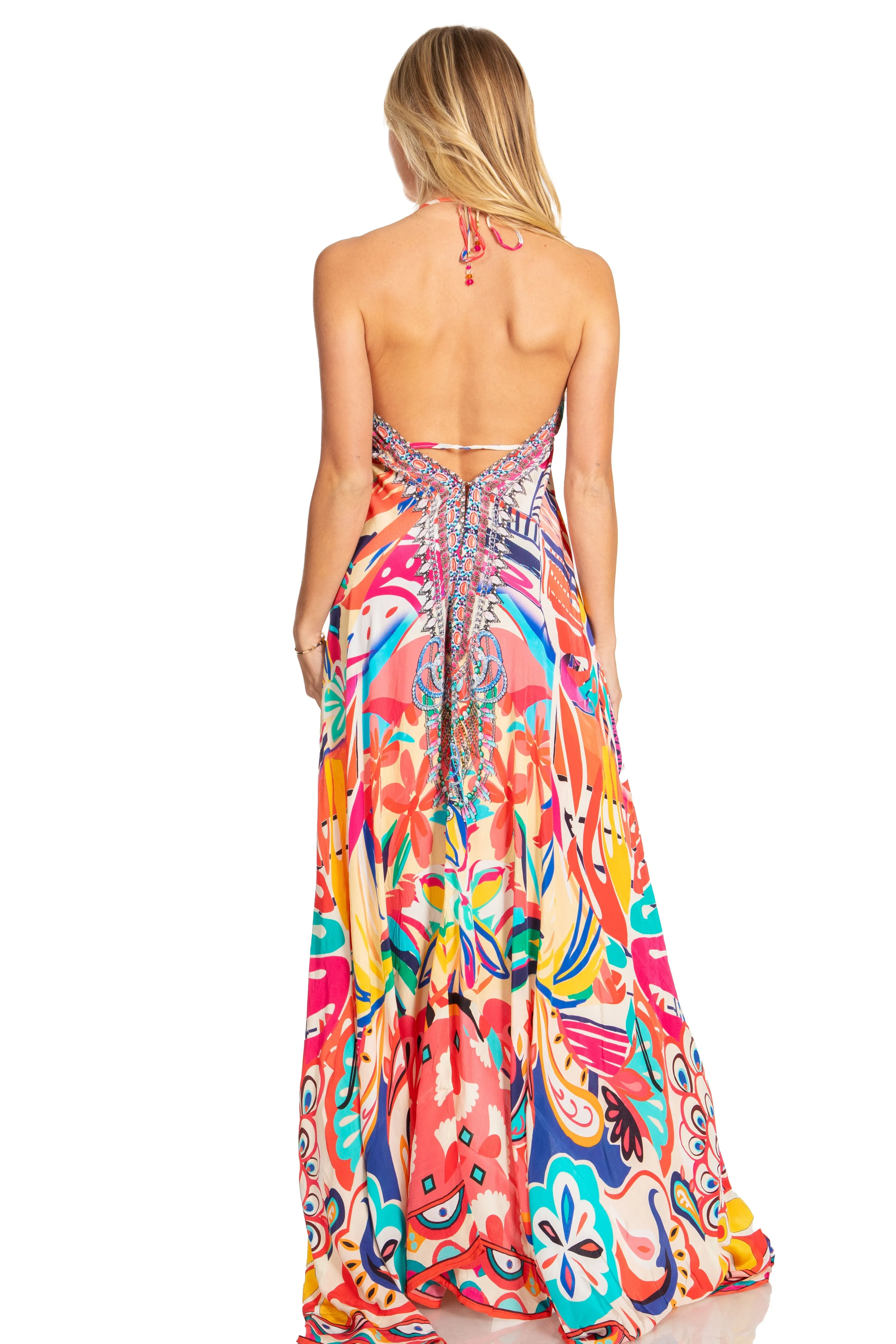 Sakkas Lizi 2025 Womens Maxi High-low Halter Handkerchief Long Dress Beach Party