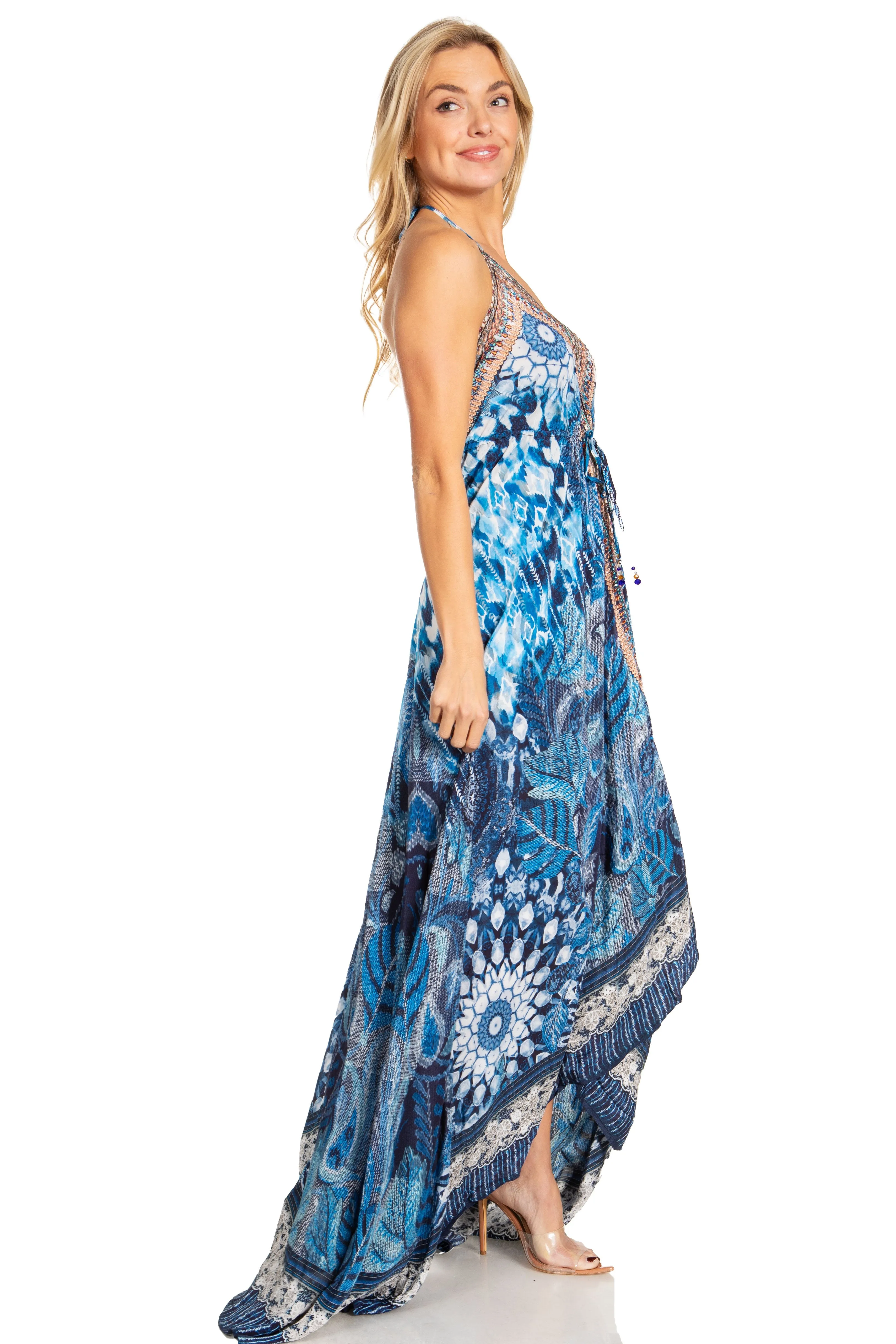 Sakkas Lizi 2025 Womens Maxi High-low Halter Handkerchief Long Dress Beach Party