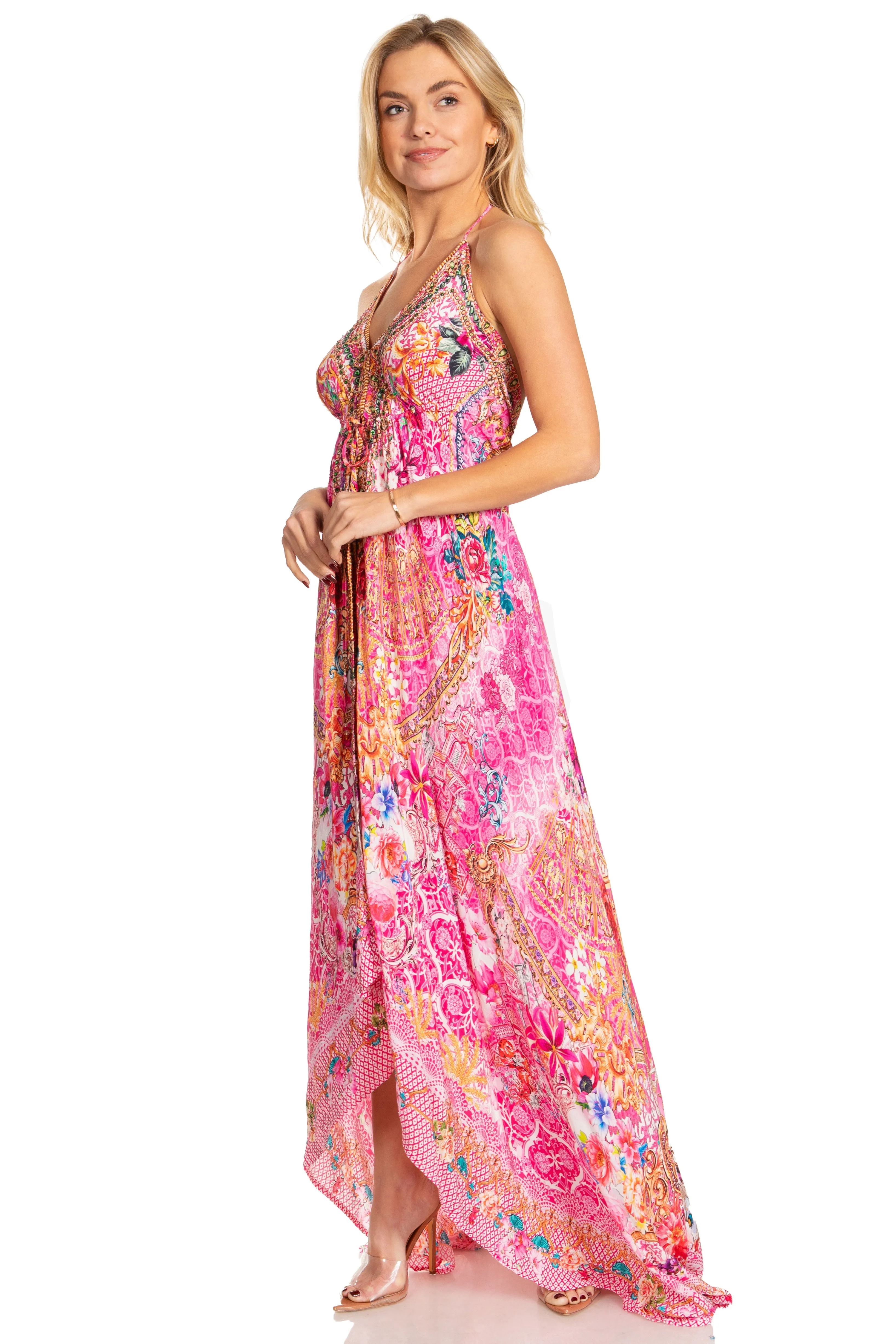 Sakkas Lizi 2025 Womens Maxi High-low Halter Handkerchief Long Dress Beach Party