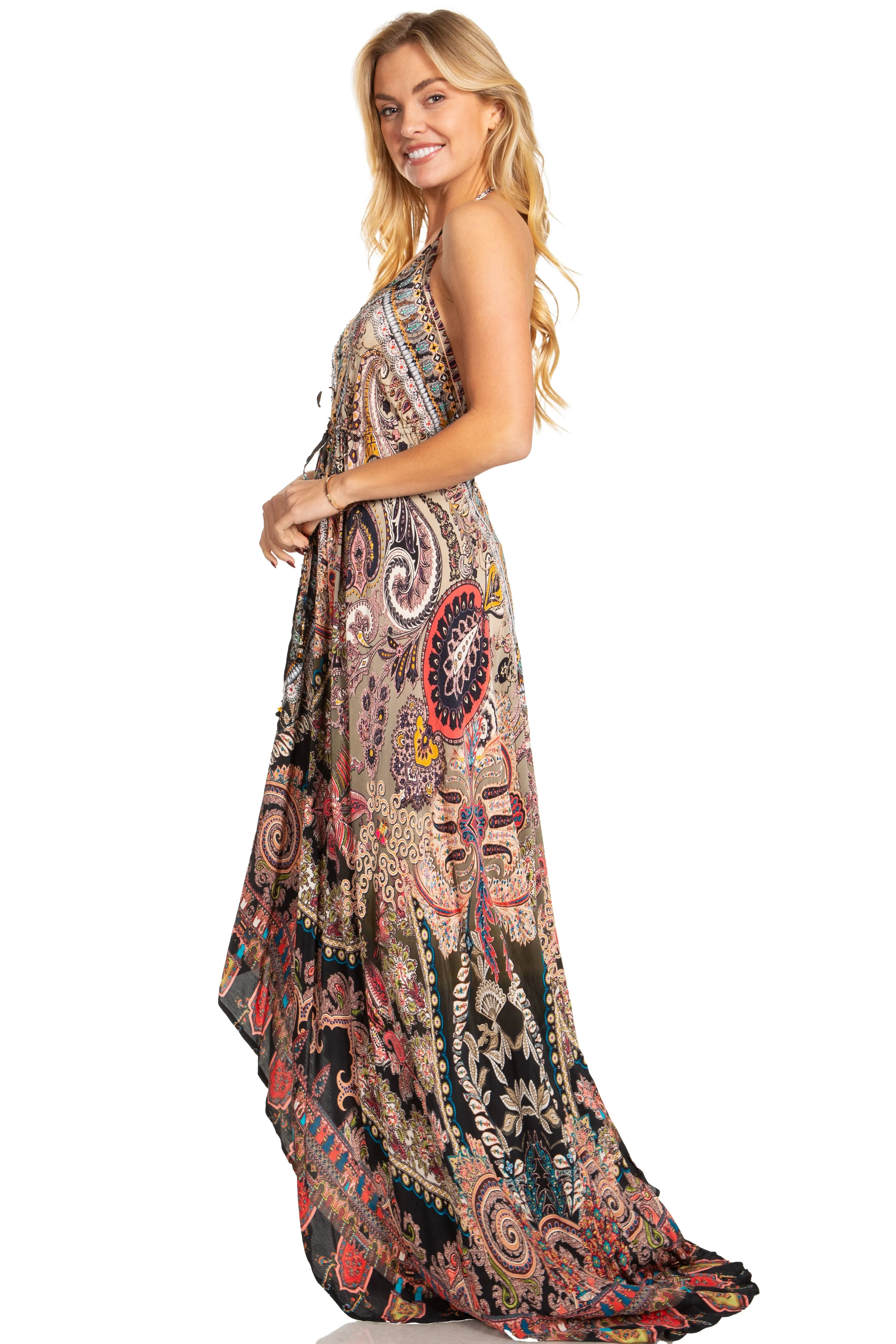 Sakkas Lizi 2025 Womens Maxi High-low Halter Handkerchief Long Dress Beach Party