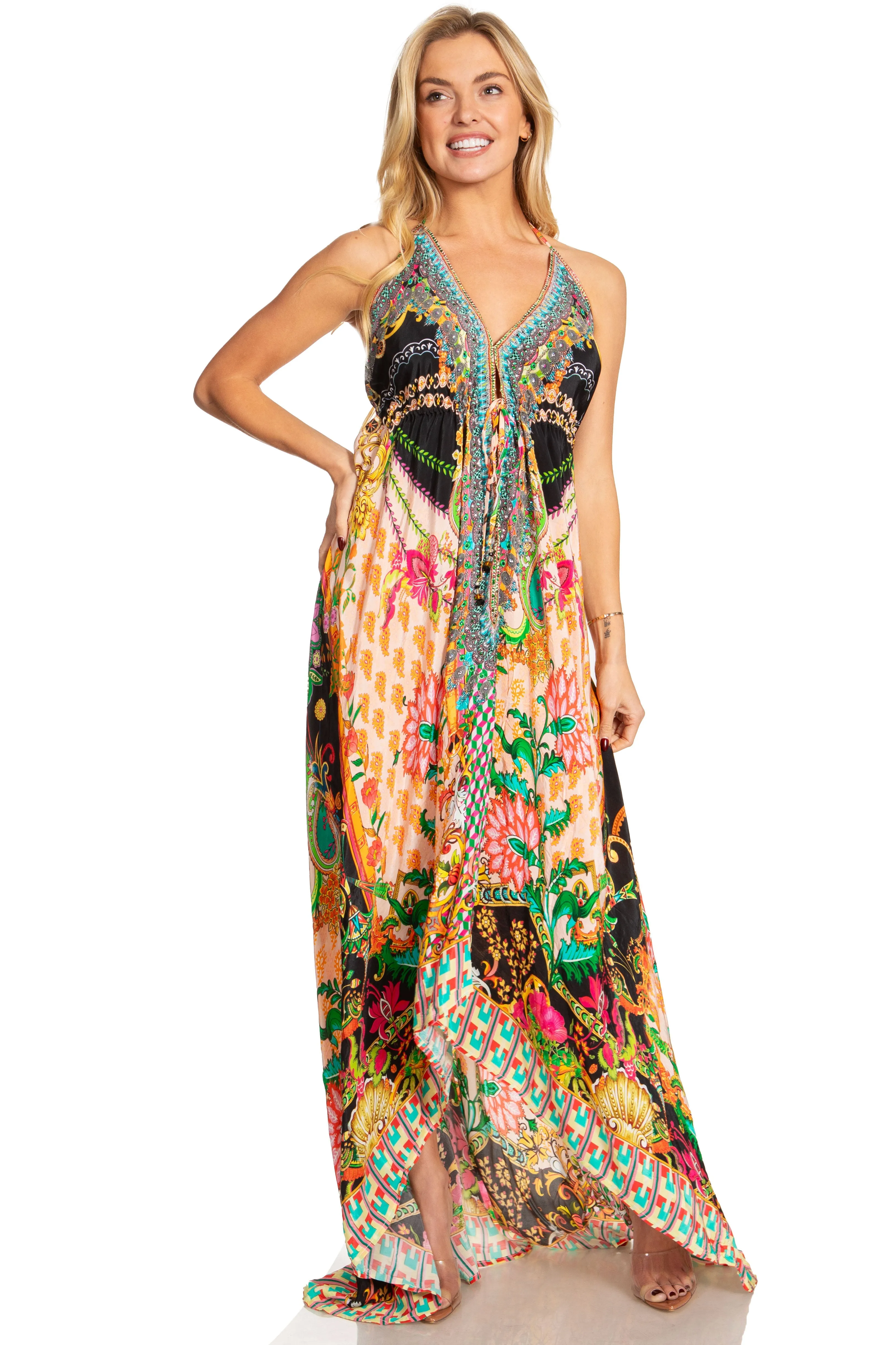 Sakkas Lizi 2025 Womens Maxi High-low Halter Handkerchief Long Dress Beach Party