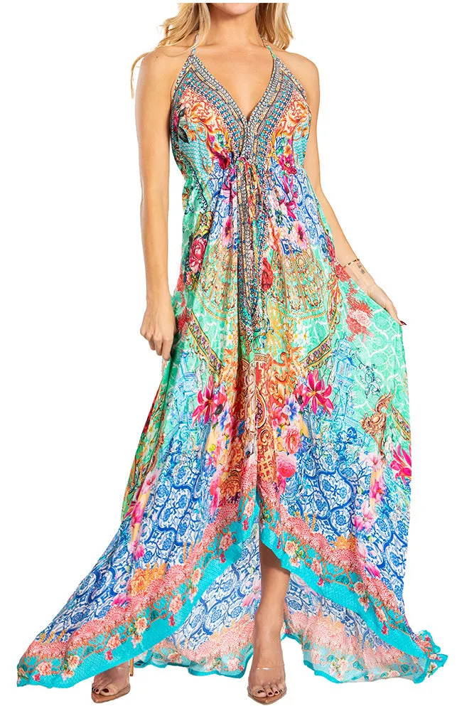Sakkas Lizi 2025 Womens Maxi High-low Halter Handkerchief Long Dress Beach Party