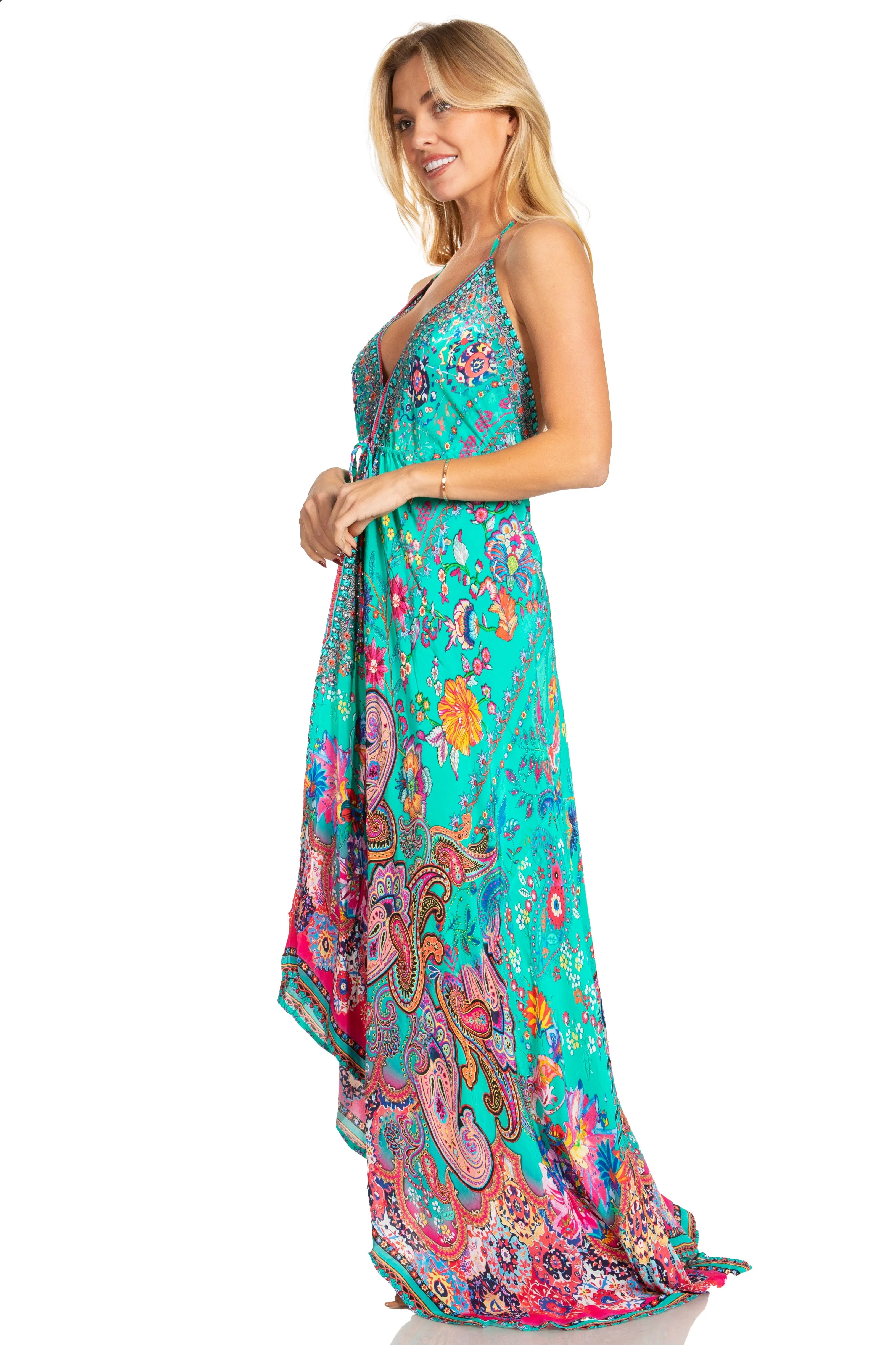 Sakkas Lizi 2025 Womens Maxi High-low Halter Handkerchief Long Dress Beach Party