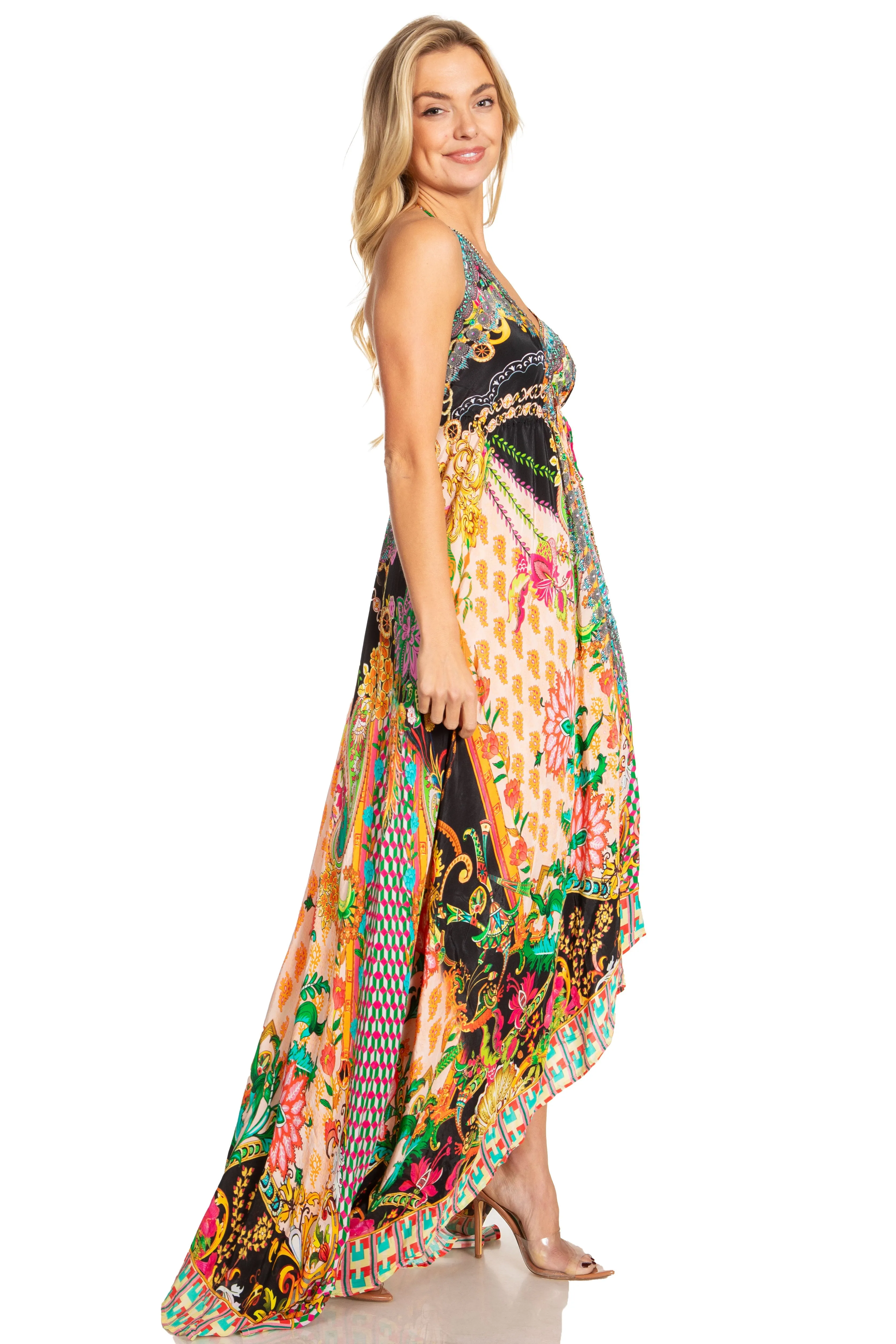Sakkas Lizi 2025 Womens Maxi High-low Halter Handkerchief Long Dress Beach Party