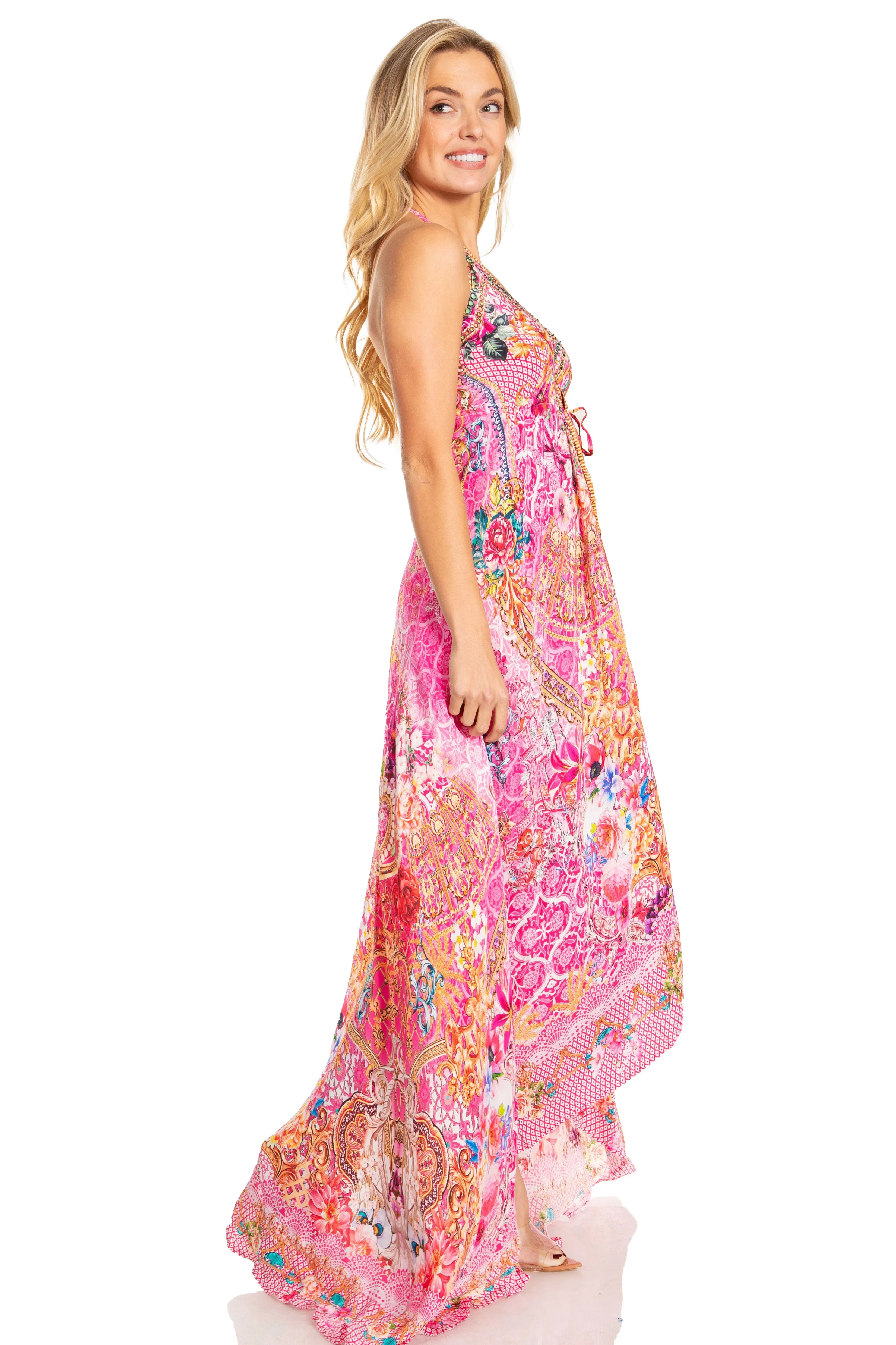 Sakkas Lizi 2025 Womens Maxi High-low Halter Handkerchief Long Dress Beach Party
