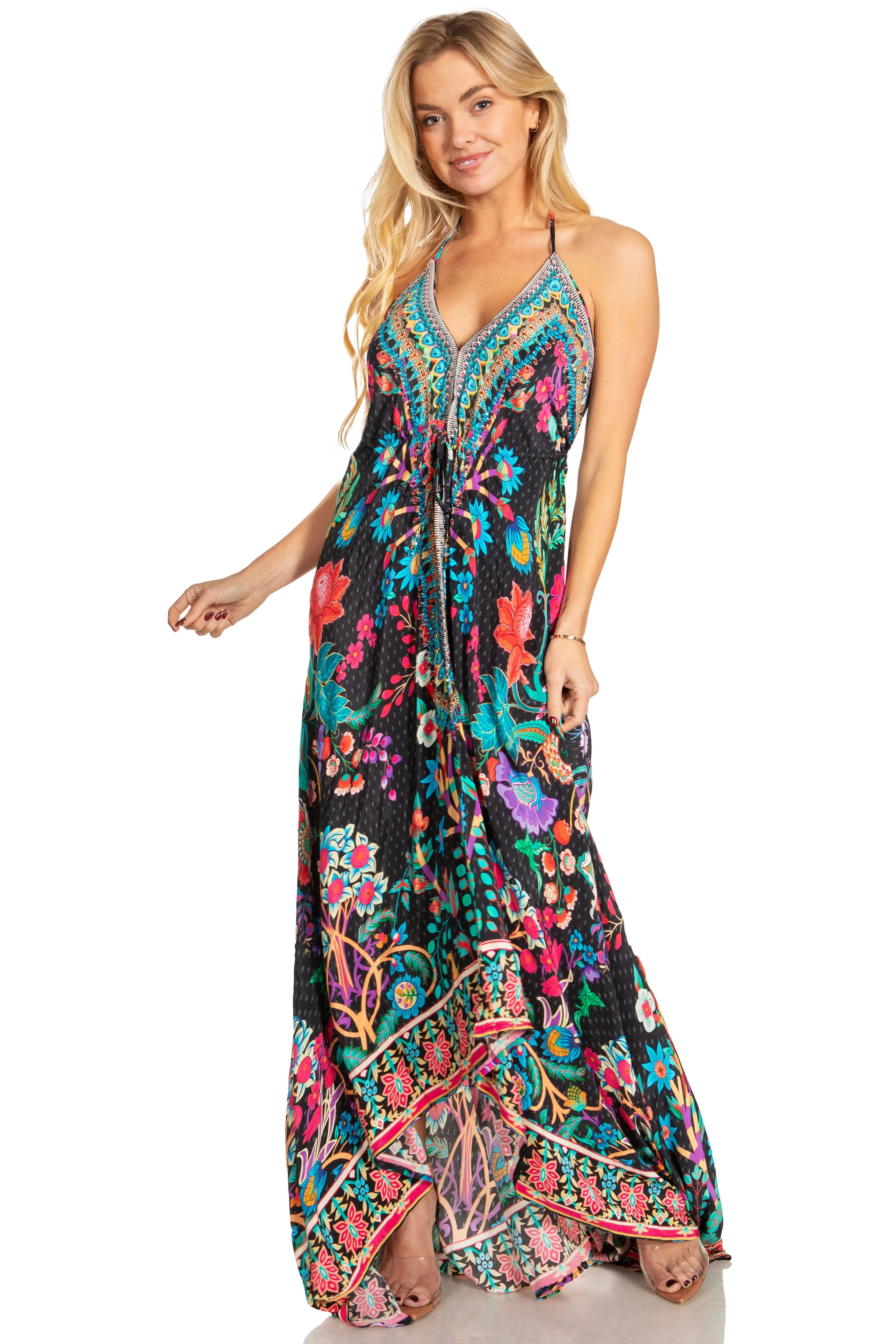 Sakkas Lizi 2025 Womens Maxi High-low Halter Handkerchief Long Dress Beach Party