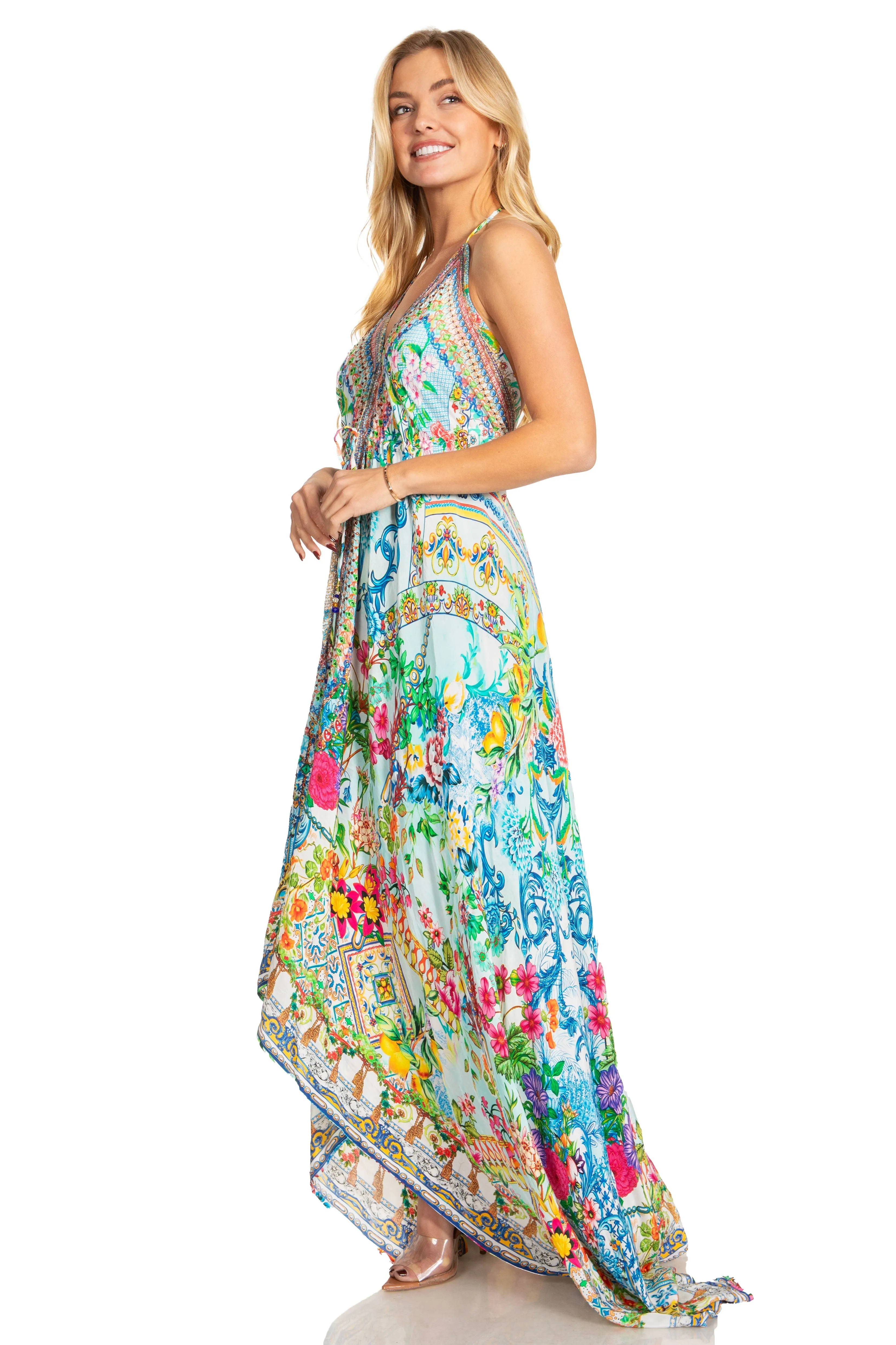 Sakkas Lizi 2025 Womens Maxi High-low Halter Handkerchief Long Dress Beach Party
