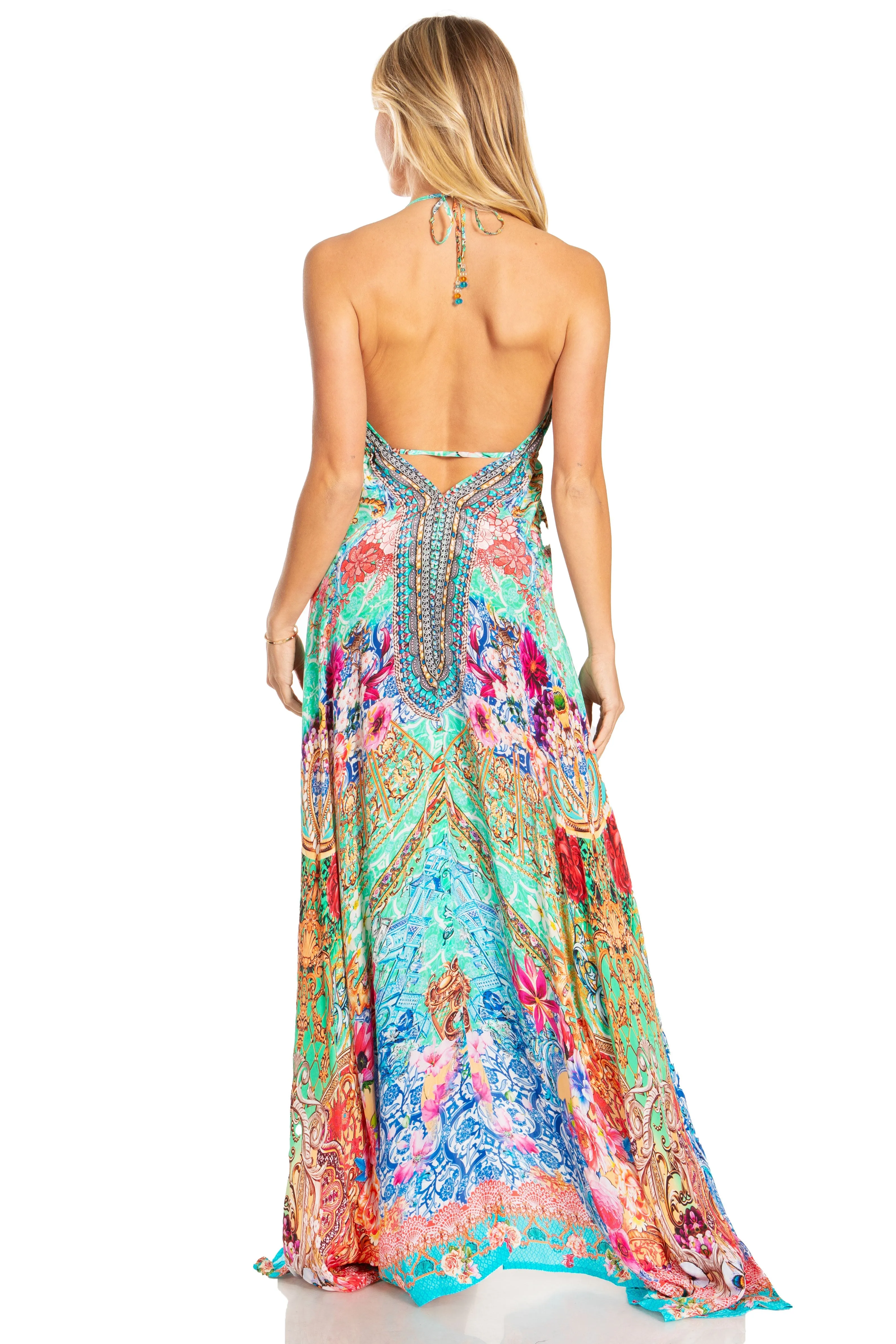 Sakkas Lizi 2025 Womens Maxi High-low Halter Handkerchief Long Dress Beach Party