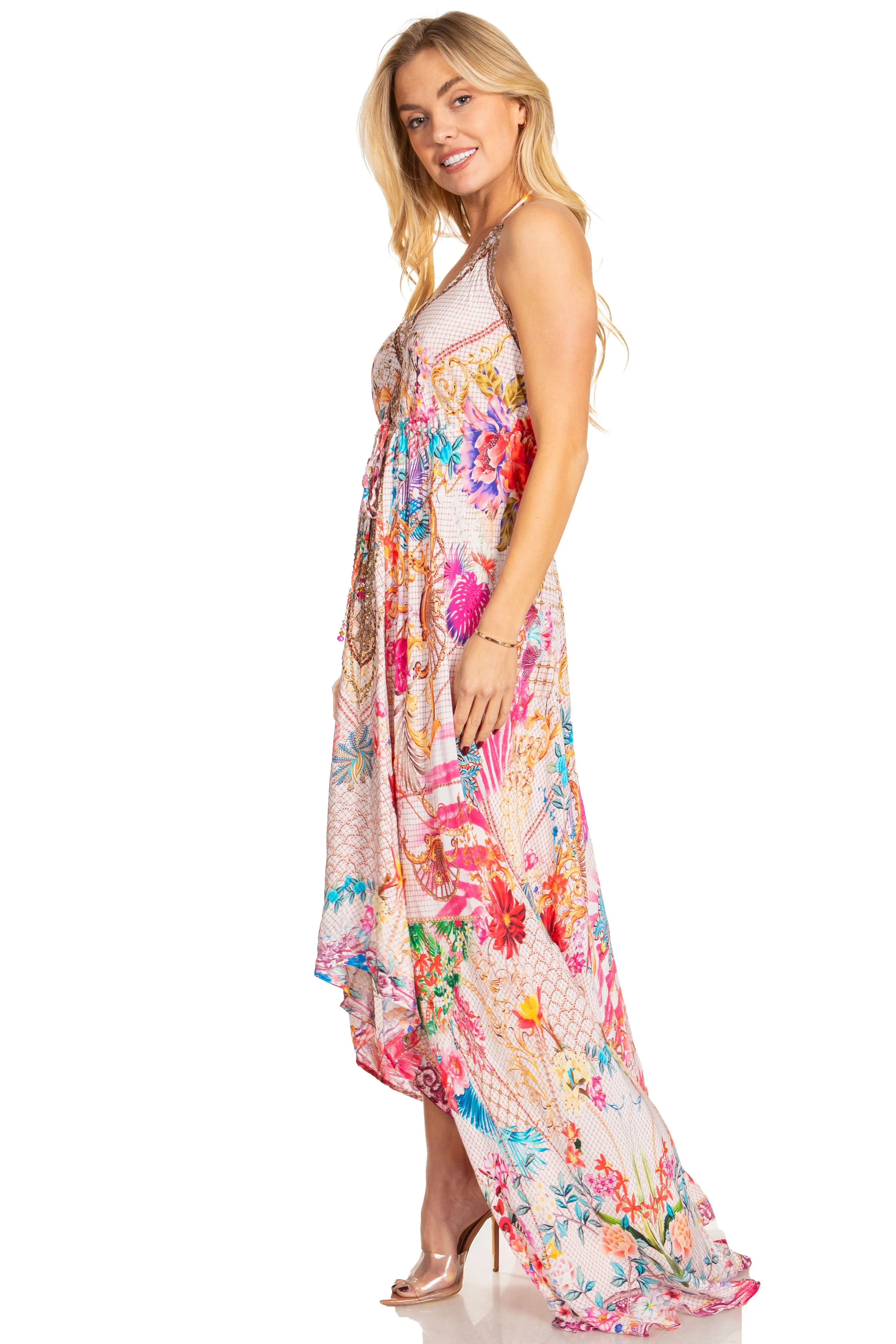 Sakkas Lizi 2025 Womens Maxi High-low Halter Handkerchief Long Dress Beach Party