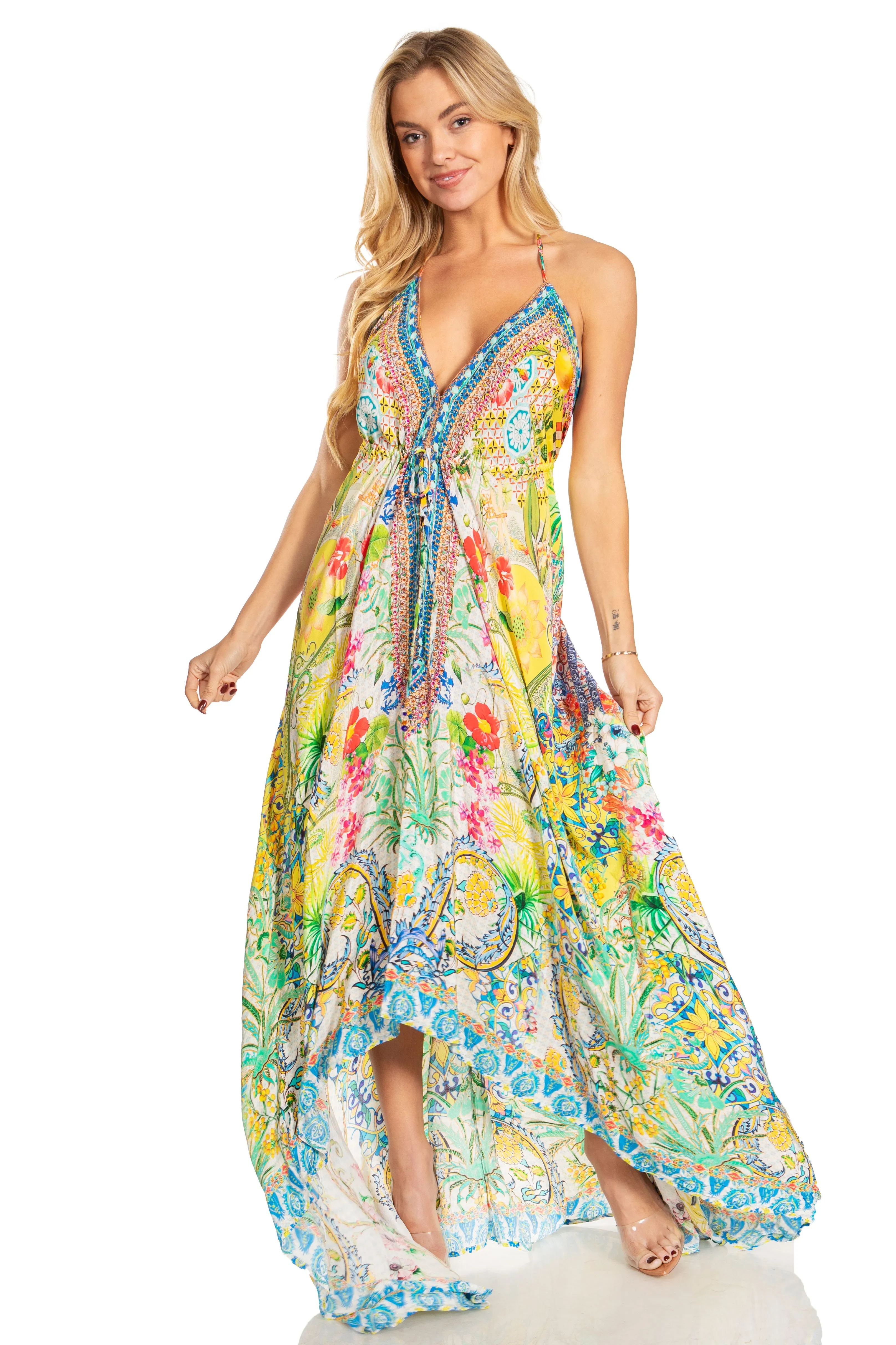Sakkas Lizi 2025 Womens Maxi High-low Halter Handkerchief Long Dress Beach Party