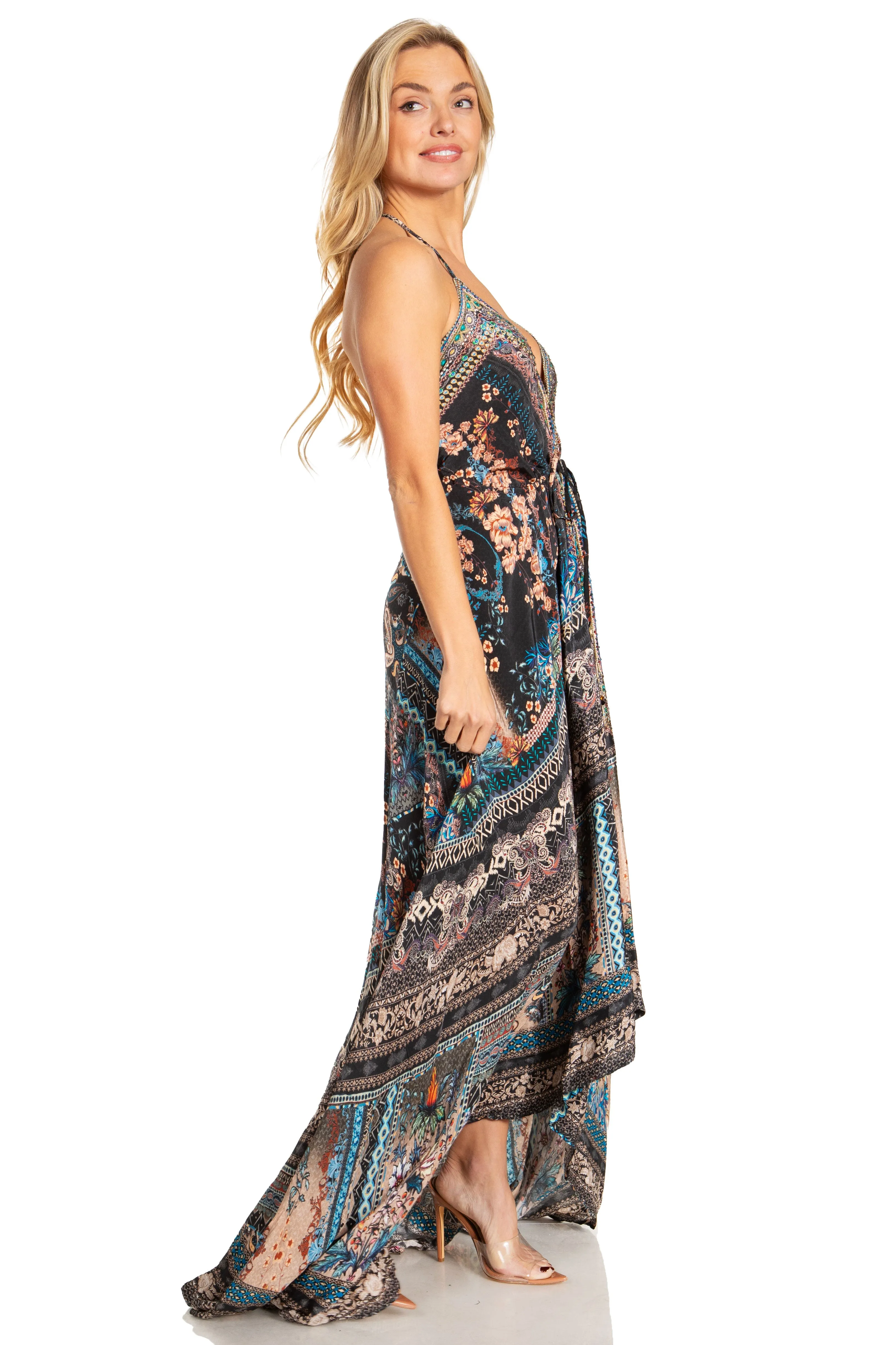 Sakkas Lizi 2025 Womens Maxi High-low Halter Handkerchief Long Dress Beach Party