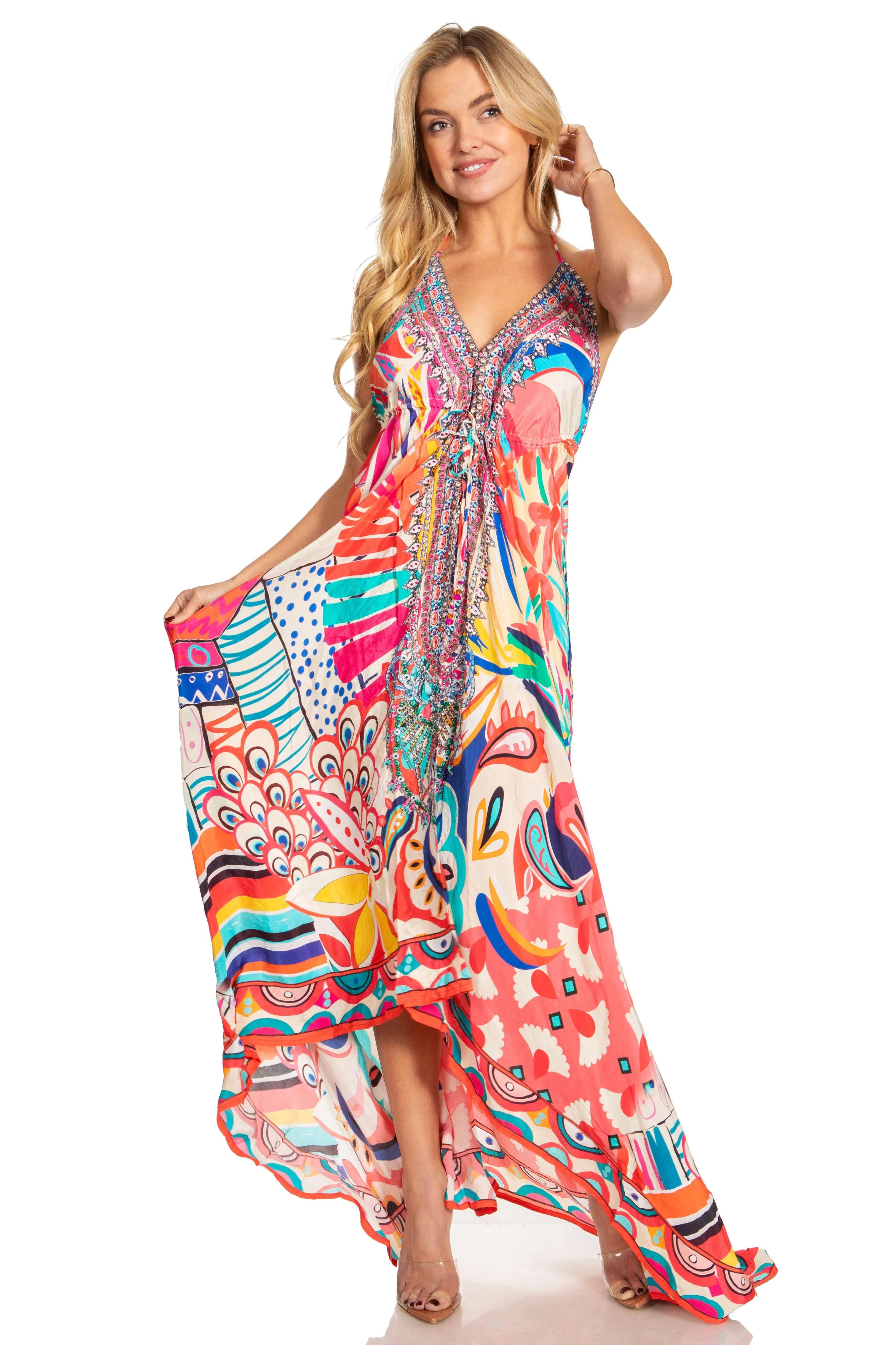 Sakkas Lizi 2025 Womens Maxi High-low Halter Handkerchief Long Dress Beach Party