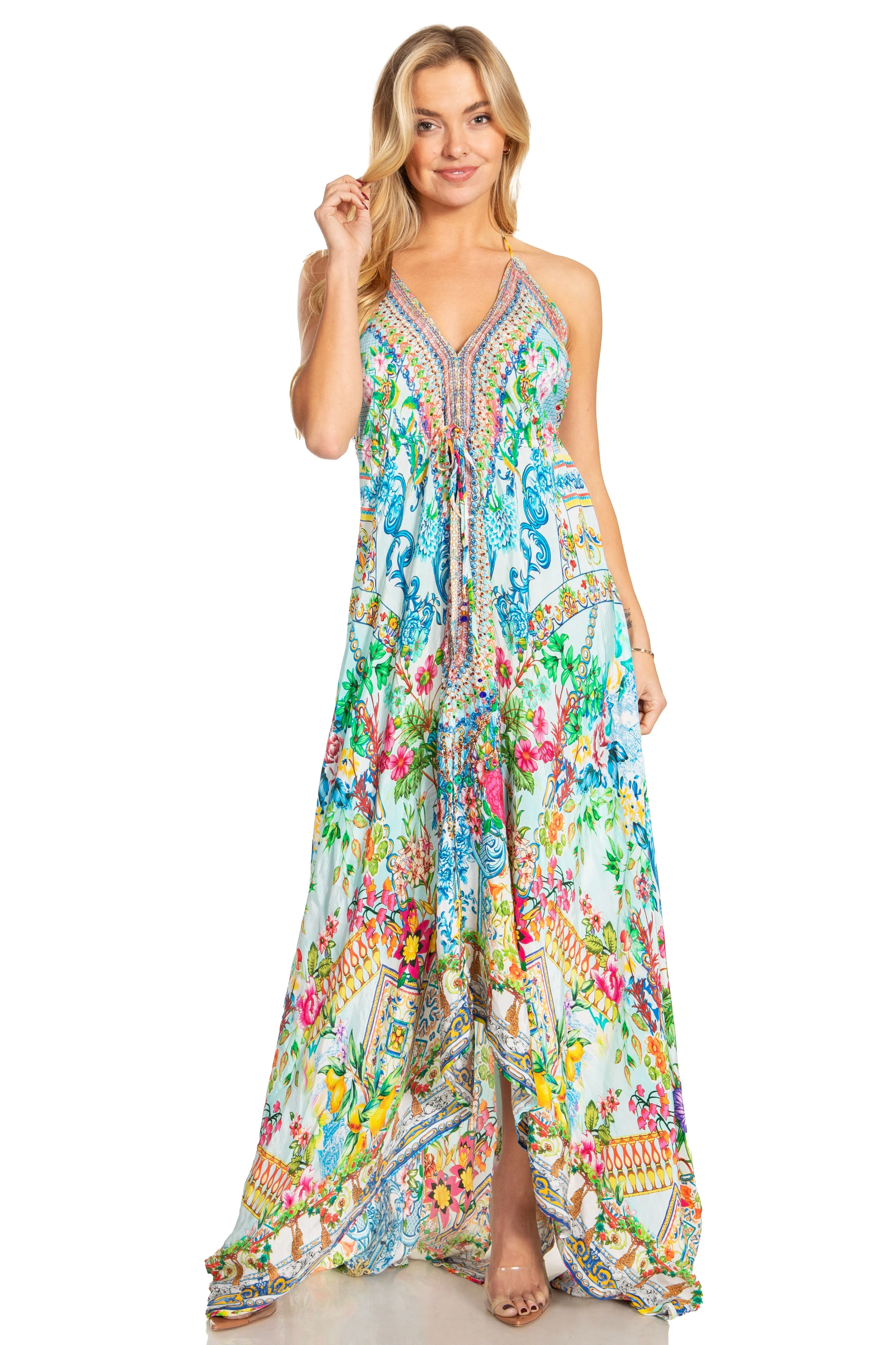 Sakkas Lizi 2025 Womens Maxi High-low Halter Handkerchief Long Dress Beach Party