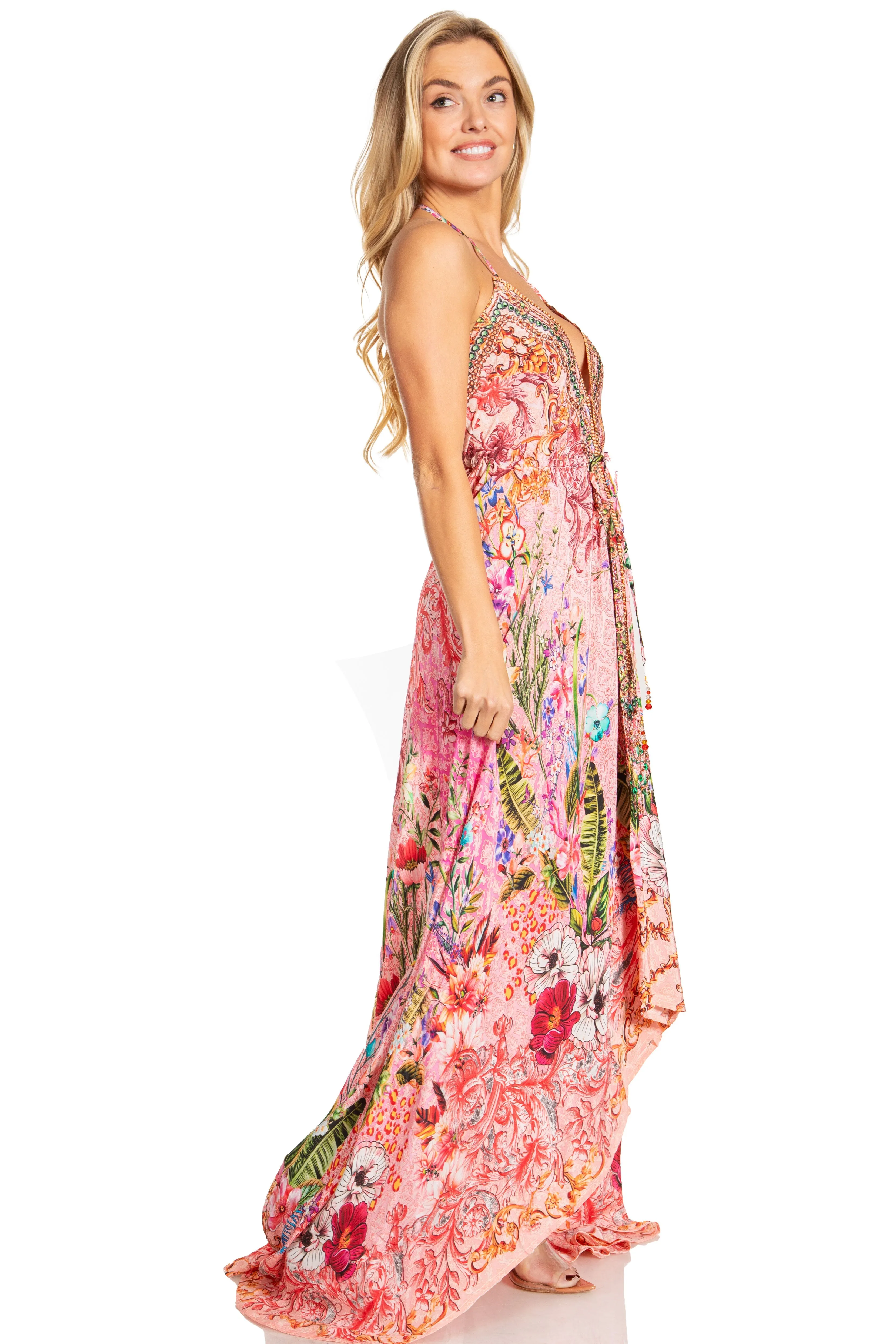 Sakkas Lizi 2025 Womens Maxi High-low Halter Handkerchief Long Dress Beach Party