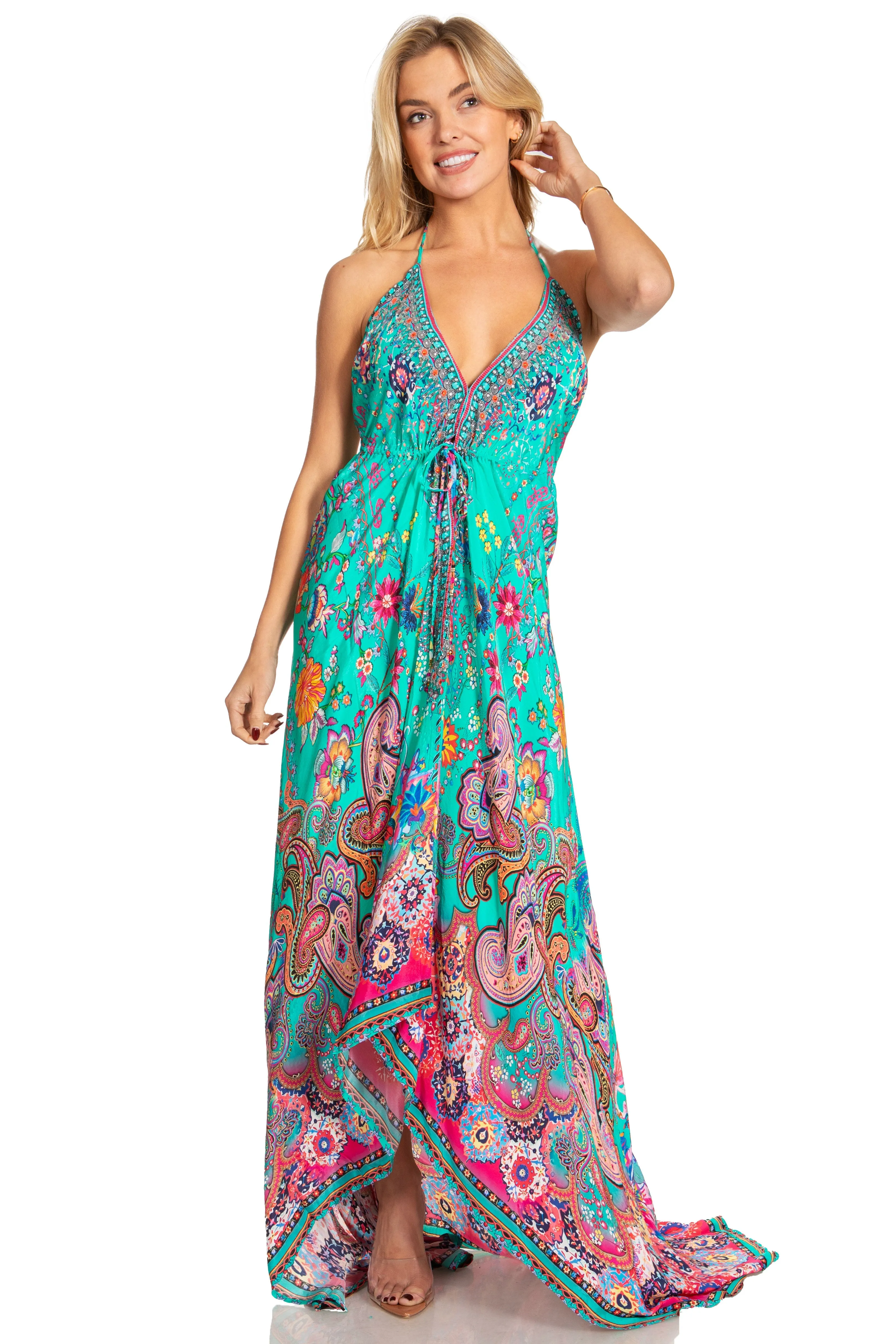 Sakkas Lizi 2025 Womens Maxi High-low Halter Handkerchief Long Dress Beach Party