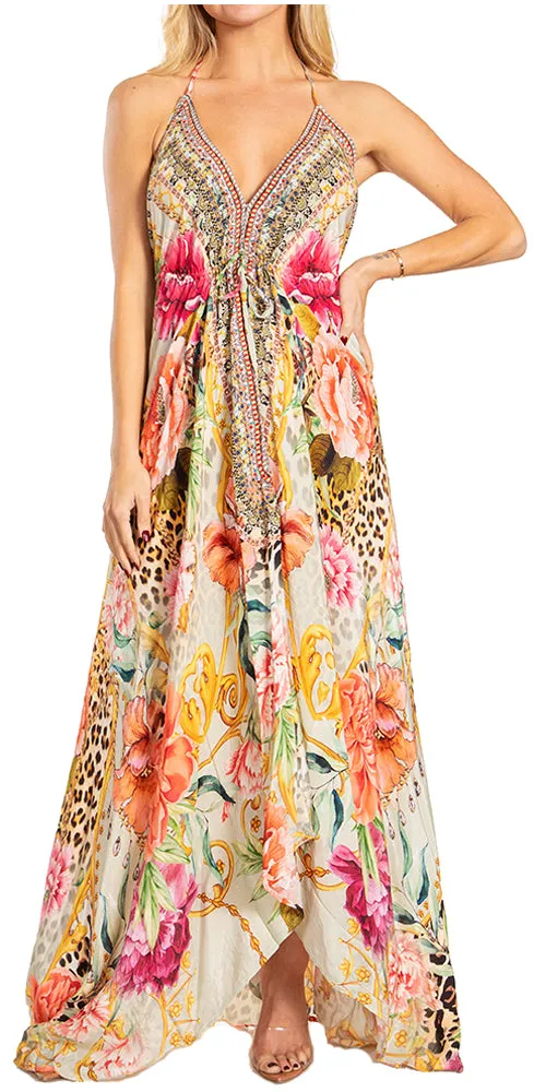 Sakkas Lizi 2025 Womens Maxi High-low Halter Handkerchief Long Dress Beach Party