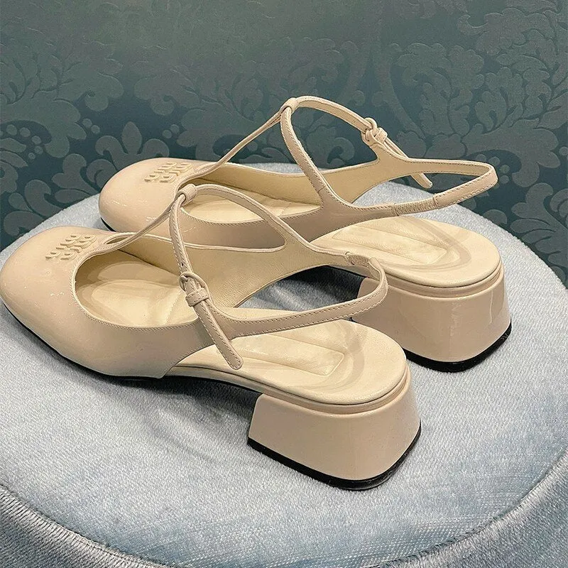 Sandals Female 2023 Summer New Fashion Temperament Patent Leather Mary Jane Women's Shoes Shallow Mouth High-heeled Single Shoes
