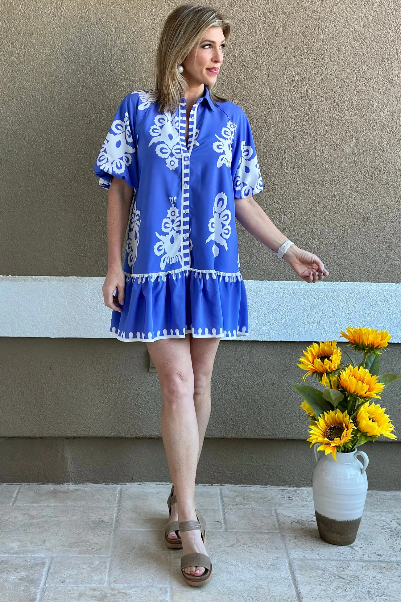 Santorini Breeze Shirt Dress