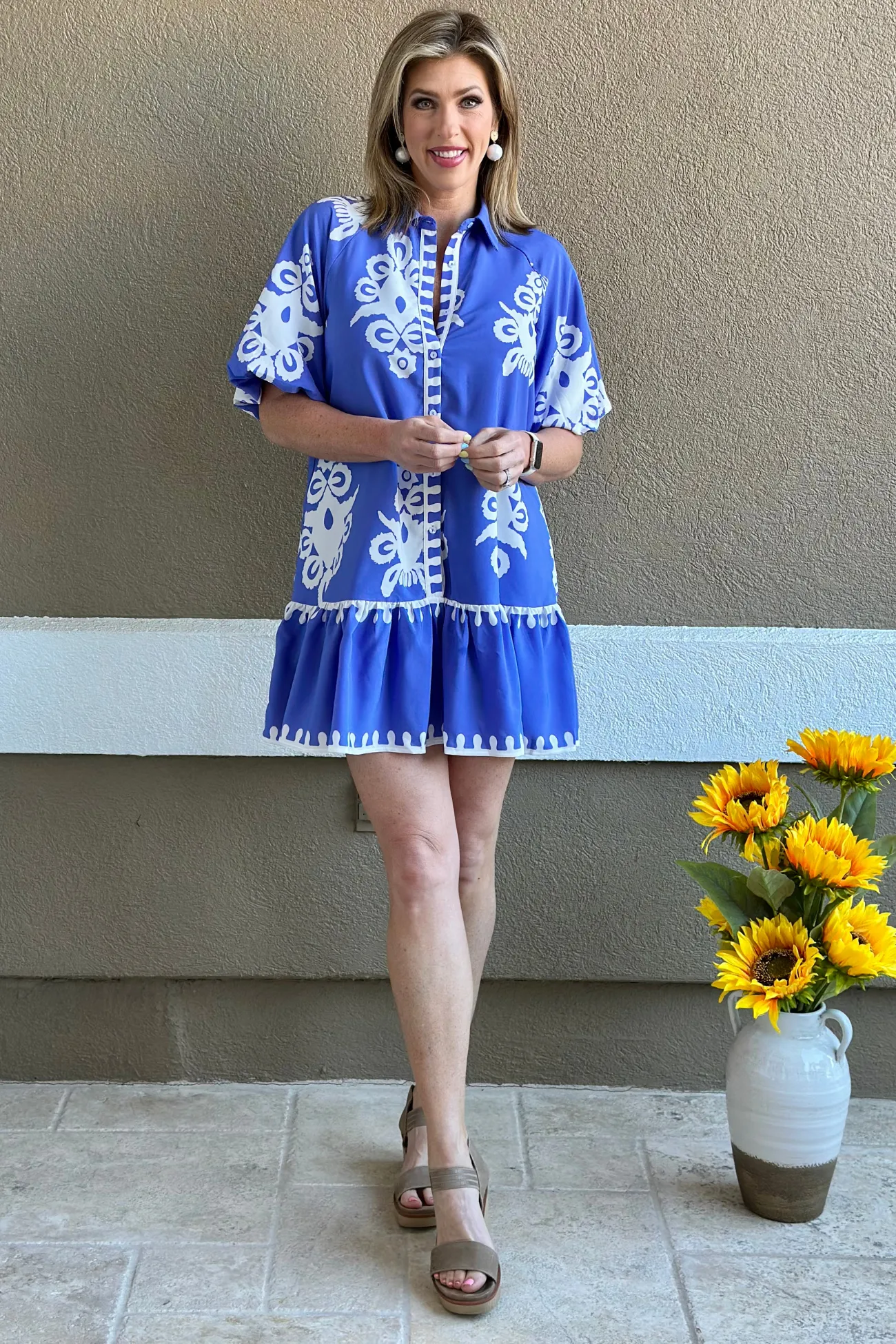 Santorini Breeze Shirt Dress