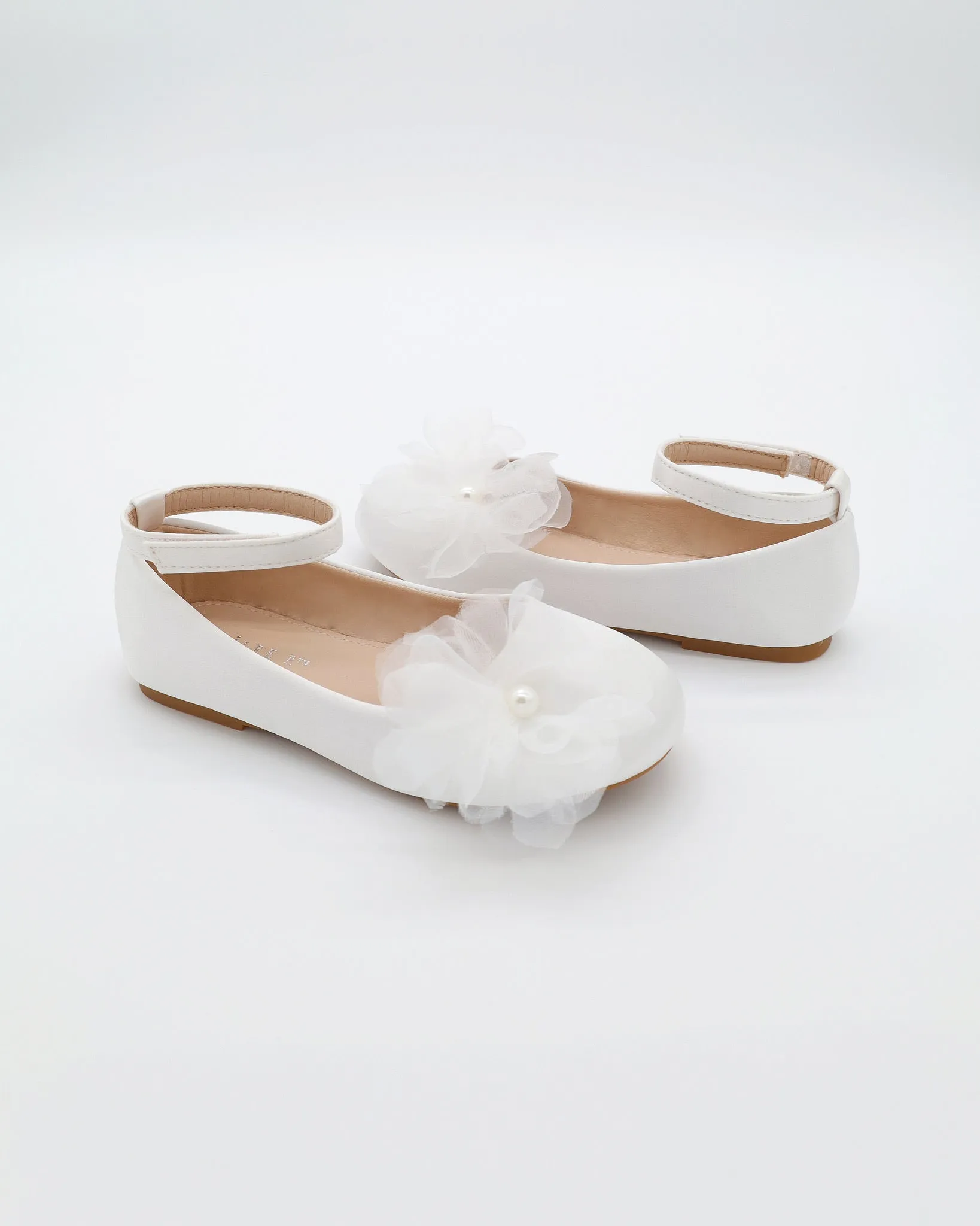 Satin Ballet Flats with Ophelia Flowers