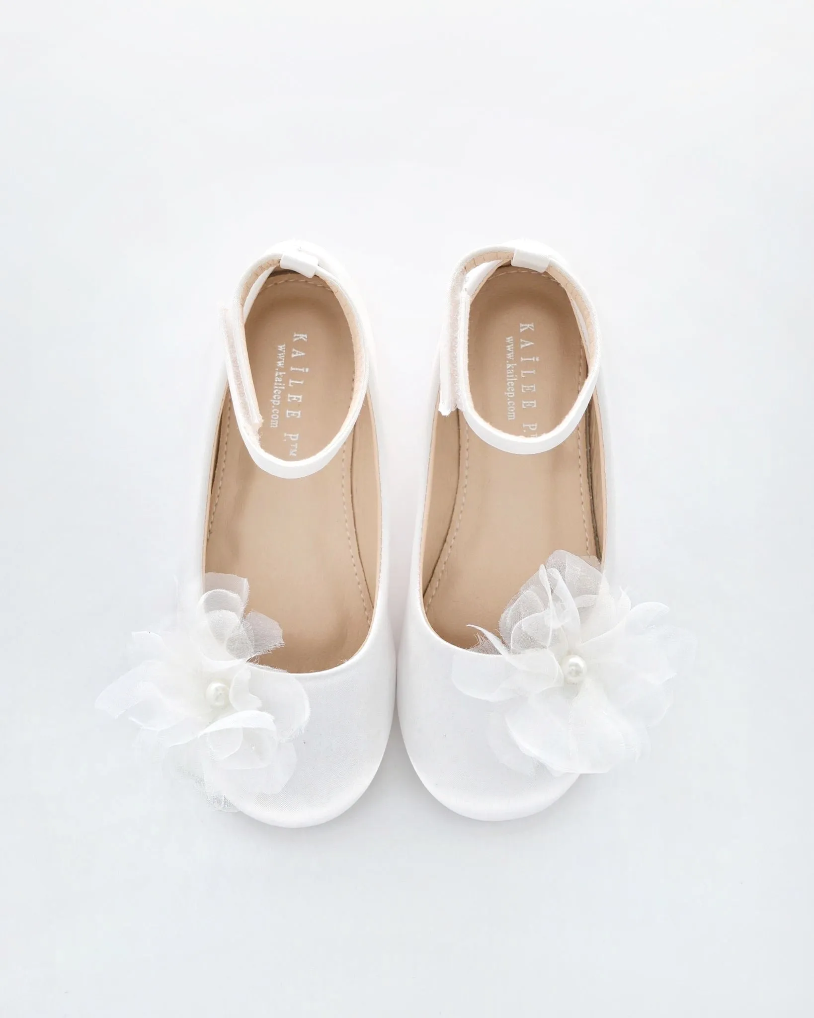Satin Ballet Flats with Ophelia Flowers