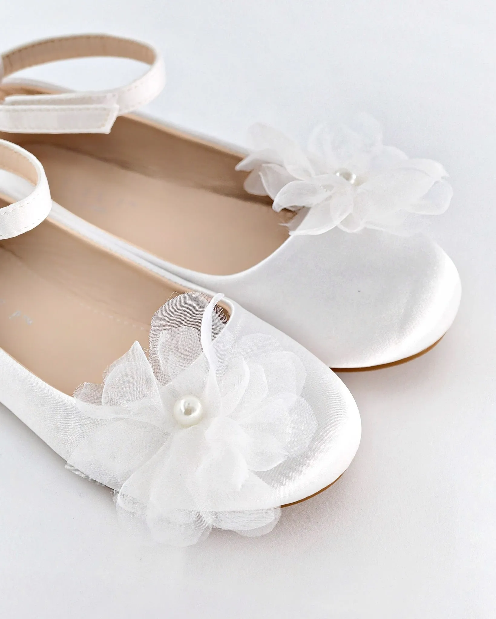 Satin Ballet Flats with Ophelia Flowers