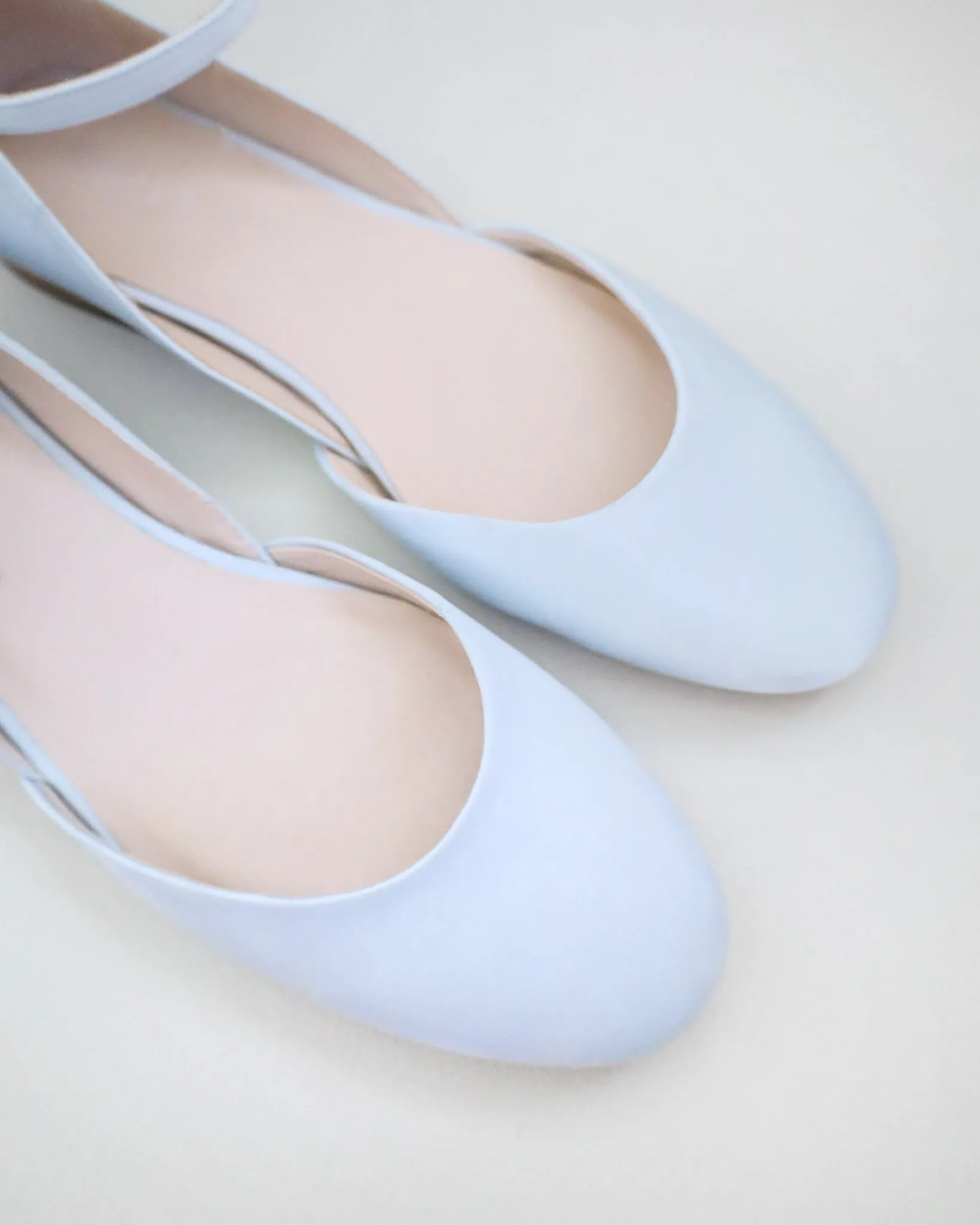 Satin Round Toe Wedding Flat with Ankle Strap