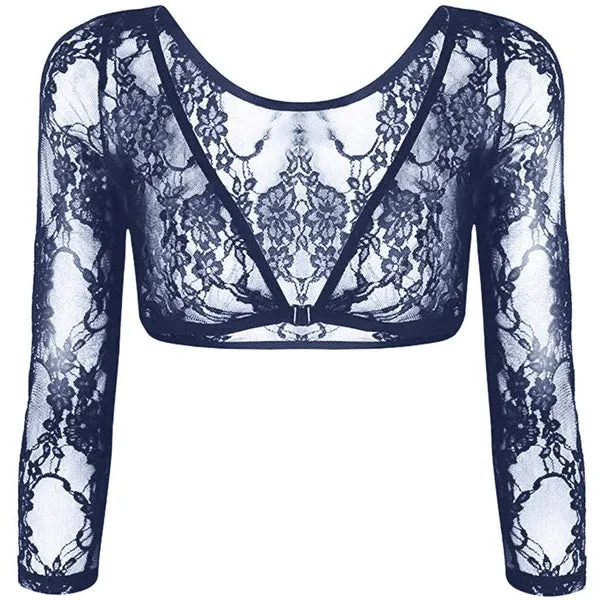 Seamless Arm Shaper Sleevey Wonders Women's Lace V-neck Perspective Cardigan