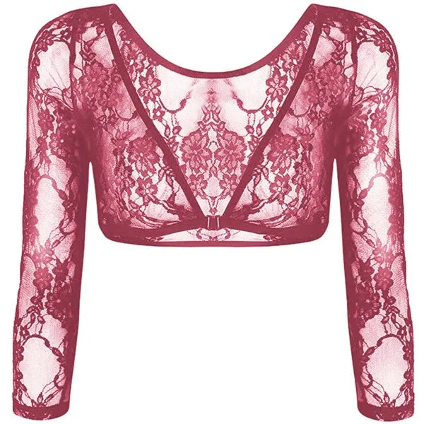 Seamless Arm Shaper Sleevey Wonders Women's Lace V-neck Perspective Cardigan