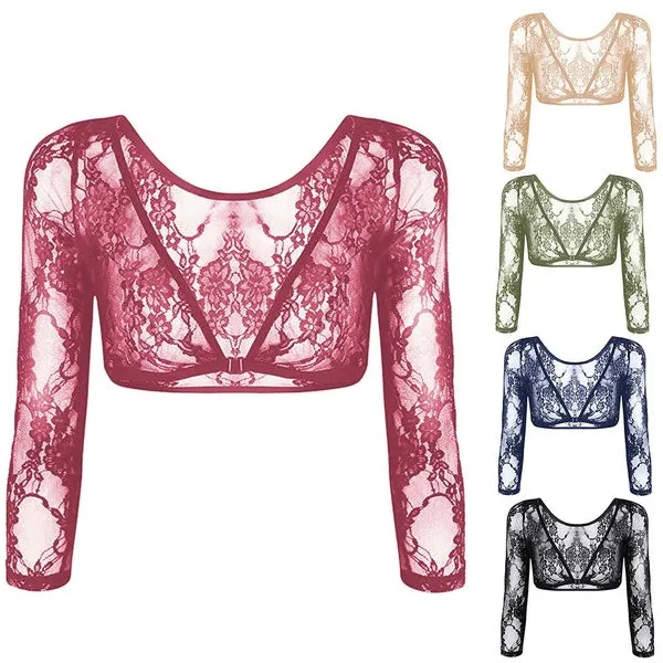 Seamless Arm Shaper Sleevey Wonders Women's Lace V-neck Perspective Cardigan