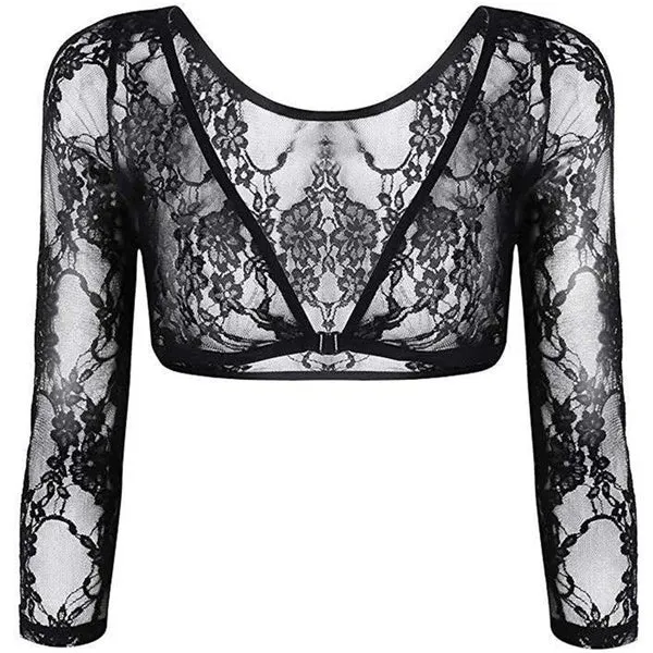 Seamless Arm Shaper Sleevey Wonders Women's Lace V-neck Perspective Cardigan
