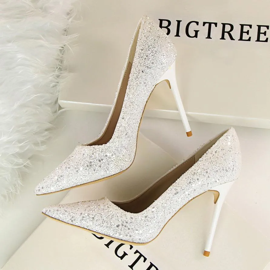 Sequin Pointed Nightclub High Heels