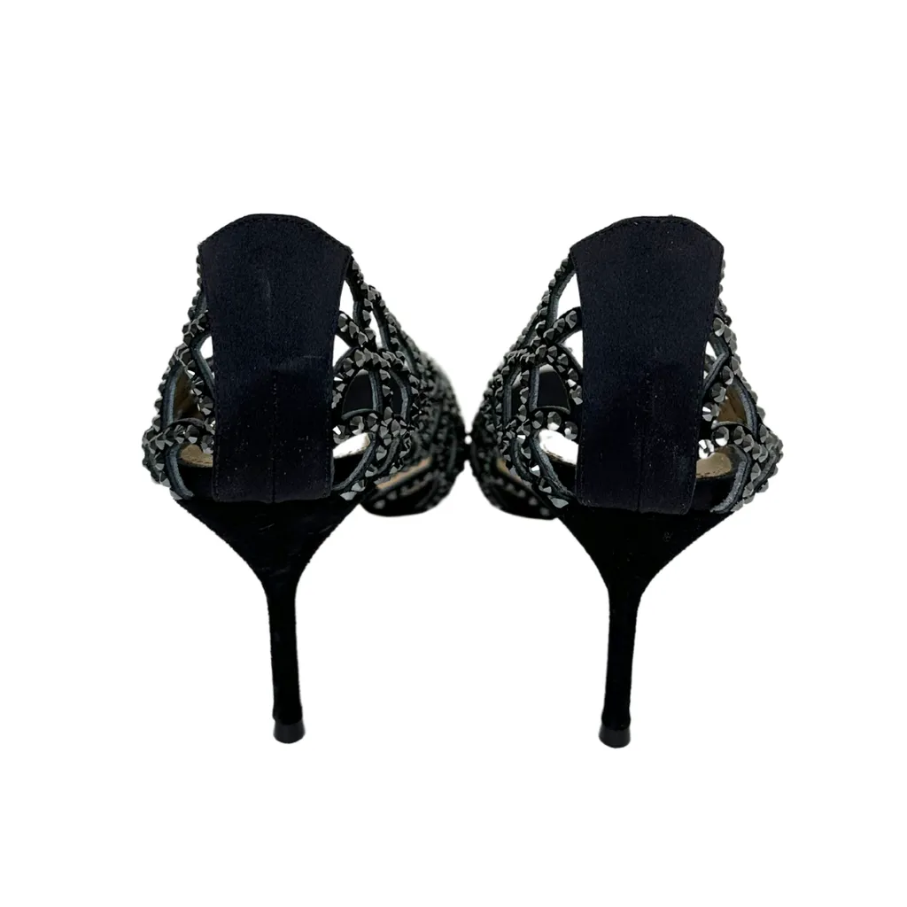Sergio Rossi Black High Heel with Rhinestone Scales, 38.5