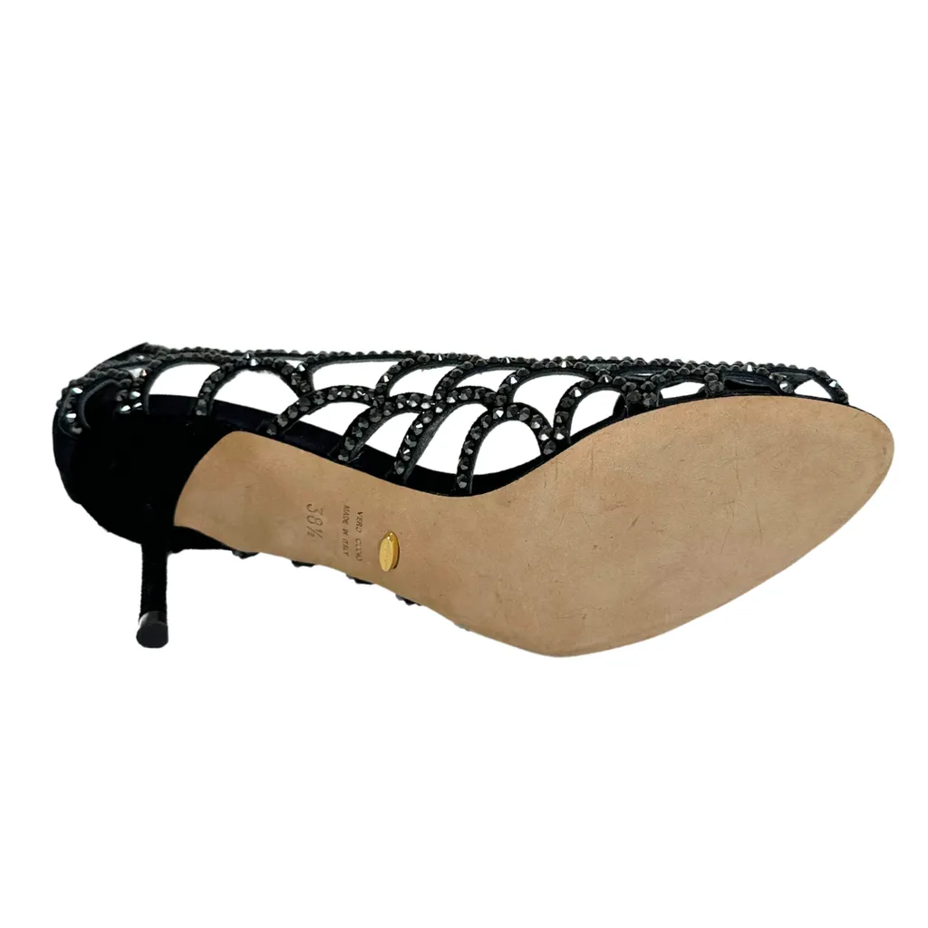 Sergio Rossi Black High Heel with Rhinestone Scales, 38.5