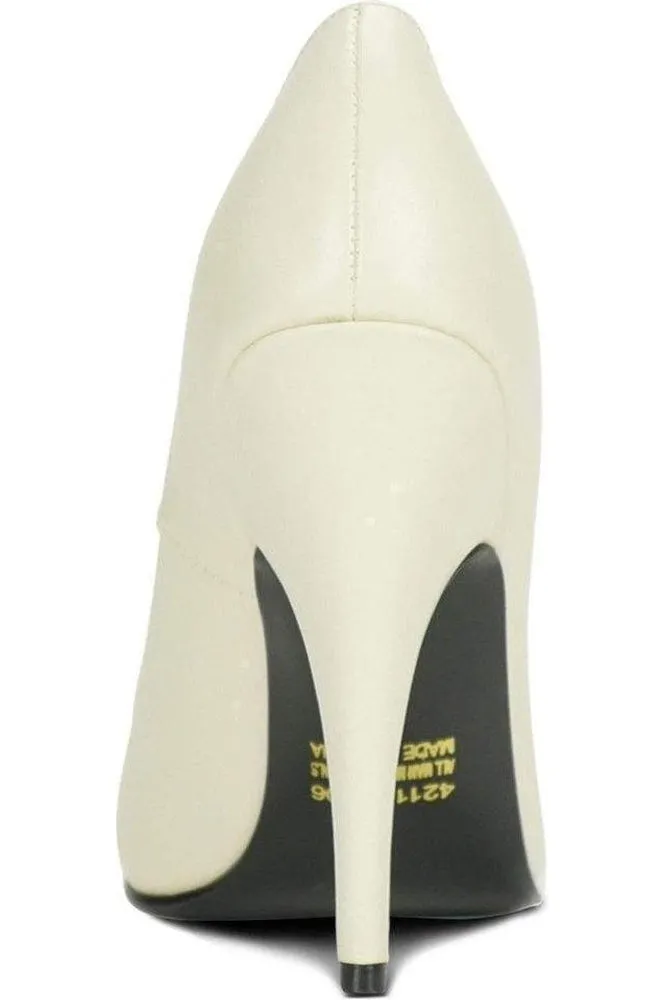 Sexy-4211 Vintage High Heel Pump | Bone Faux Leather