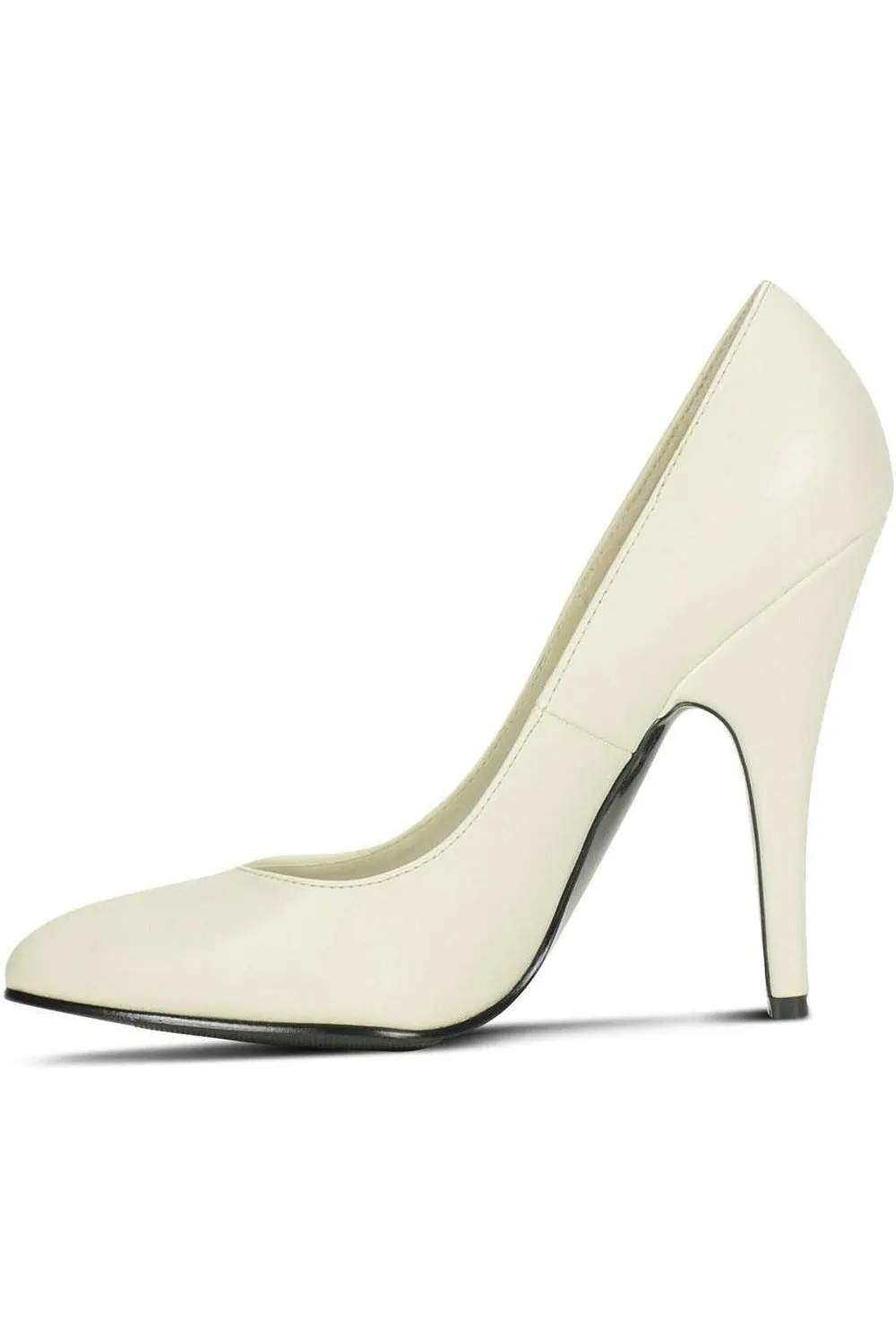 Sexy-4211 Vintage High Heel Pump | Bone Faux Leather