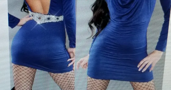 Sexy Blue Ruffle Backless Mini Dress