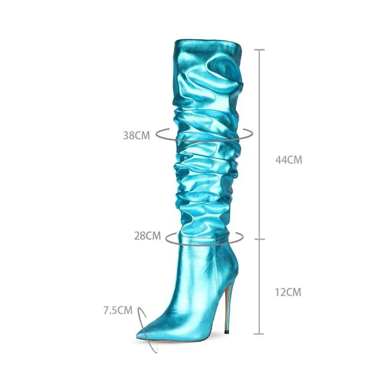 Sexy Fashion Boot Woman Pleated Knee High Leather