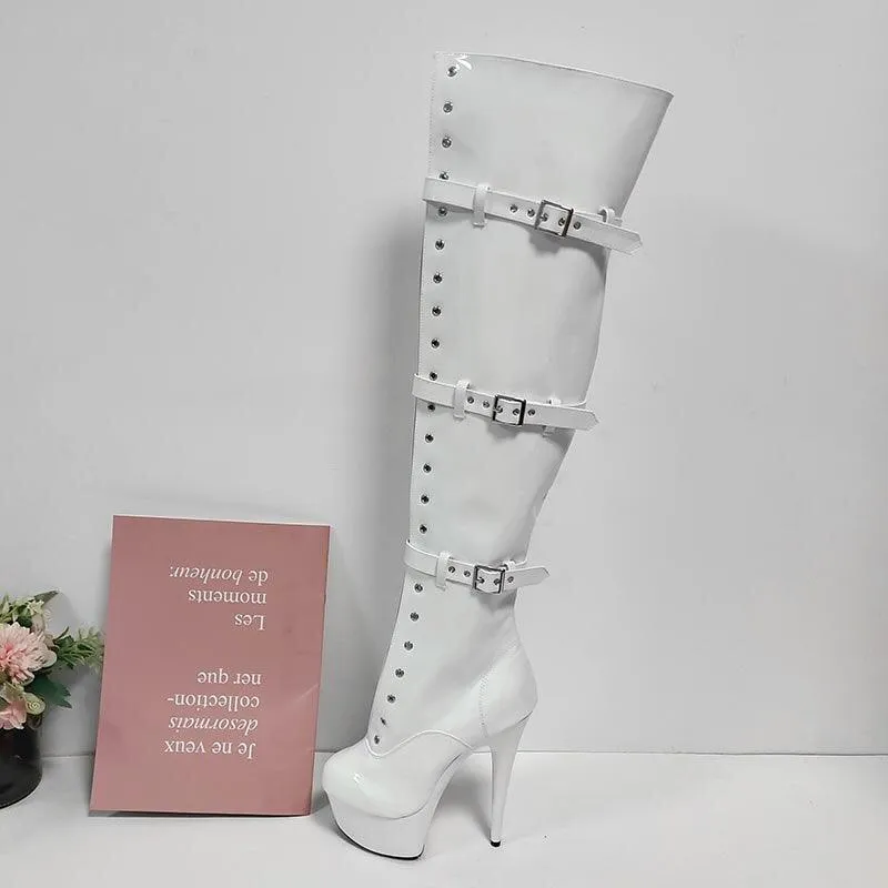 Sexy Fetish Shoes Over The Punk Knee With Ultra High Heels