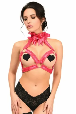 Sexy Fuchsia with Fuchsia Lace Triangle Top Body Harness