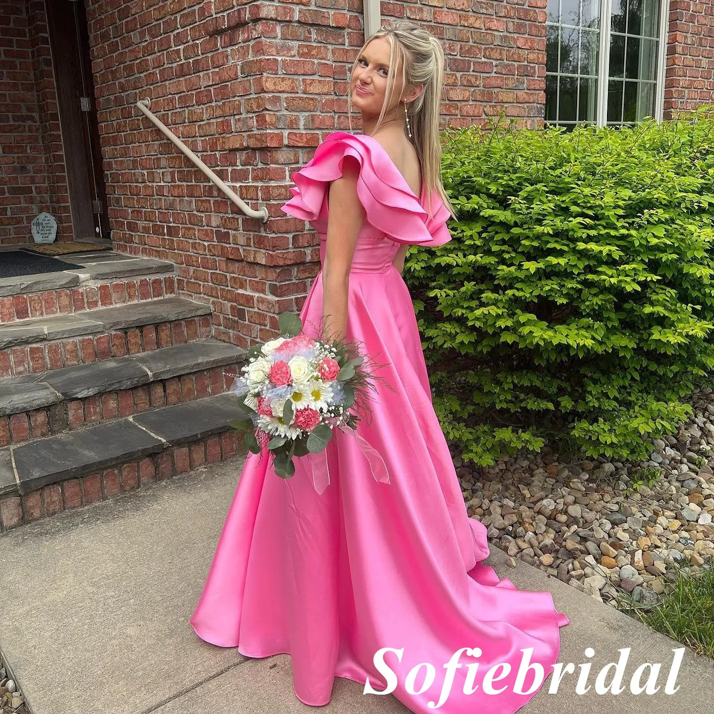 Sexy Satin Spaghetti Straps V-Neck Sleeveless Side Slit A-Line Long Prom Dresses, PD0923
